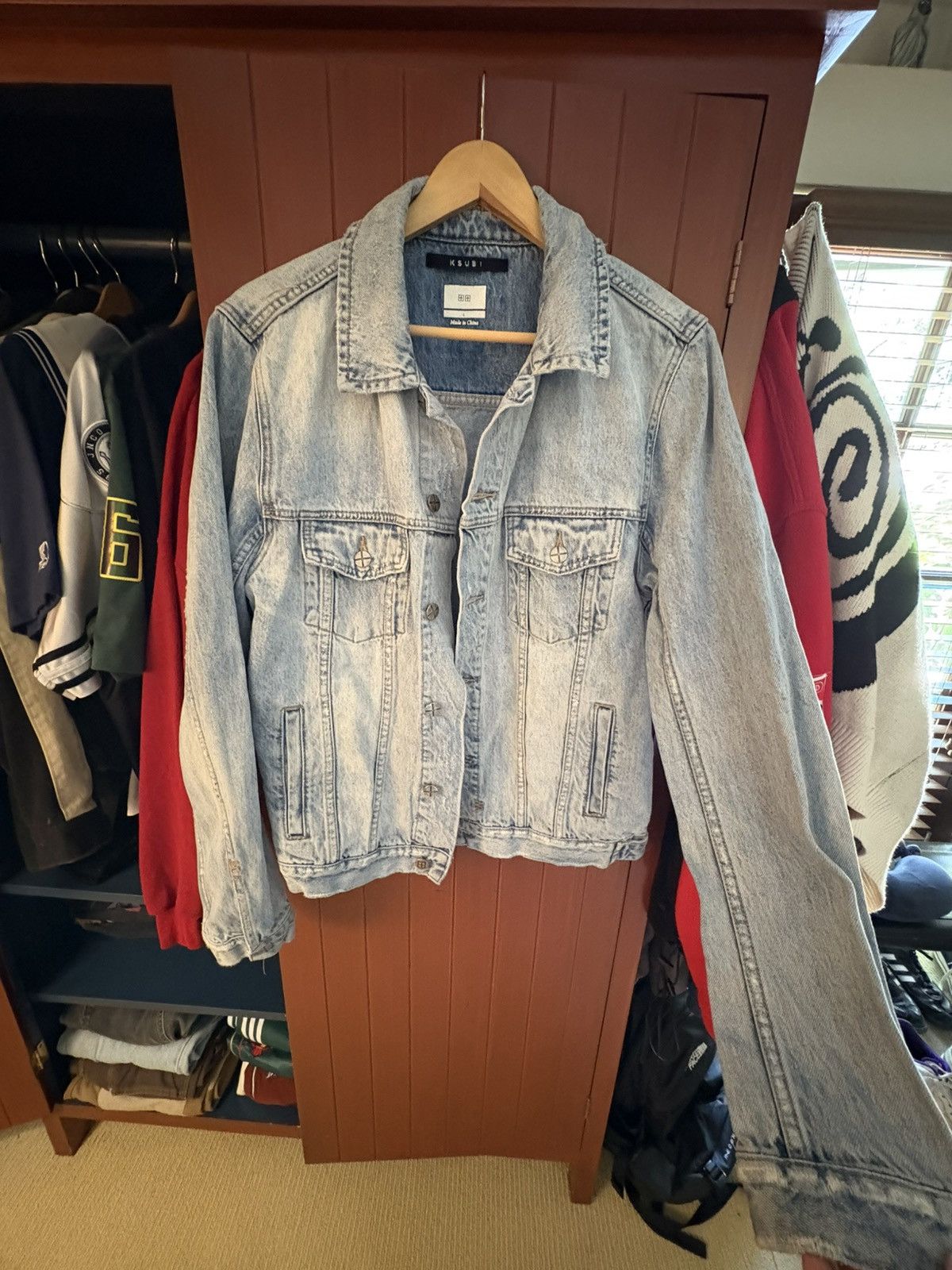 Ksubi Ksubi Distressed Denim Jacket Blue Large – Jean Trucker Fit Size US L / EU 52-54 / 3 - 2 Thumbnail