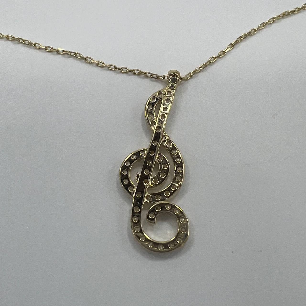 Other 14K Solid Gold Treble Clef Necklace Pendant 2.1g, 24cm Italy Size ONE SIZE - 8 Thumbnail