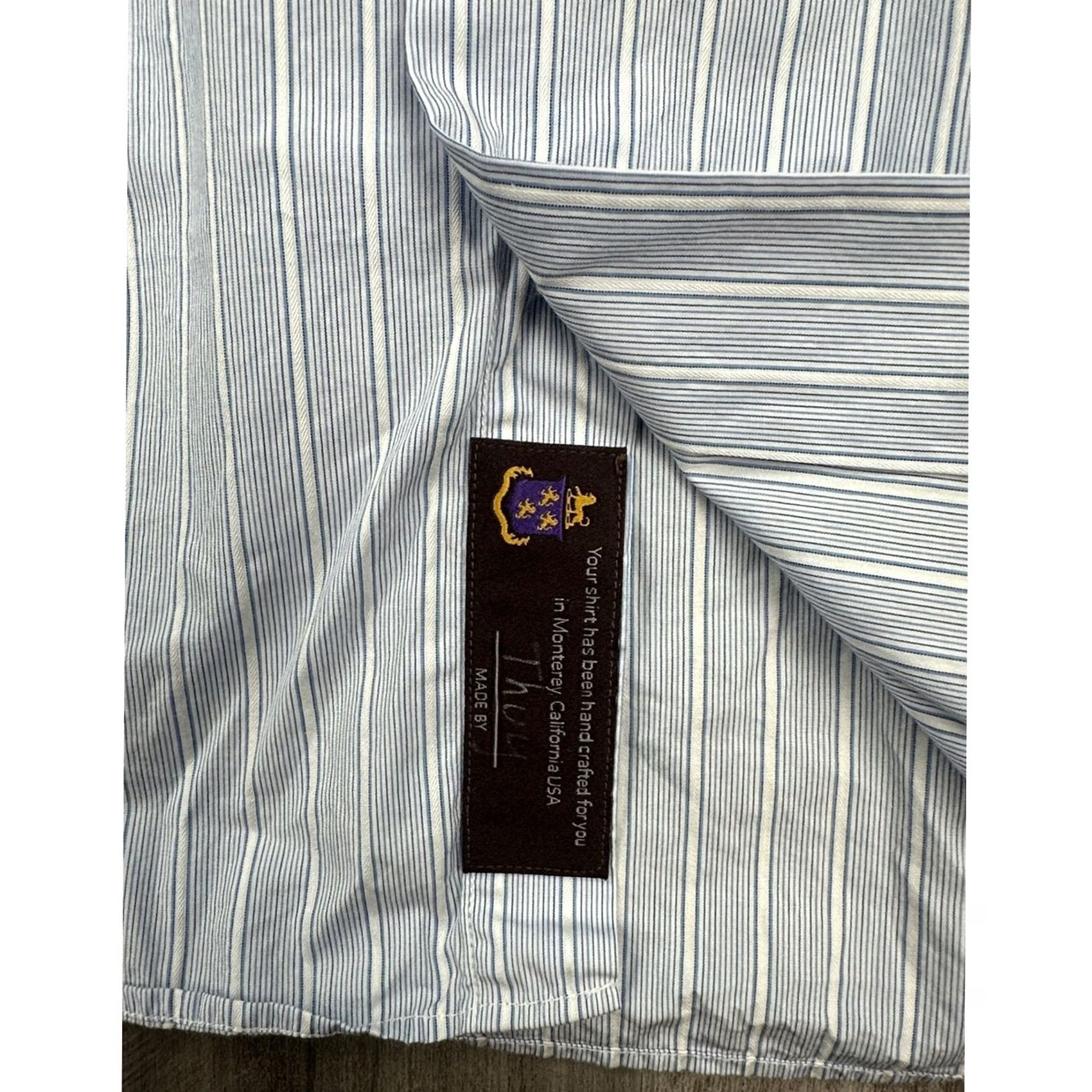 Robert Talbott Robert Talbott Estate Trim Fit Striped French Cuffed Long Sleeve Button 15.5 M Blue Mens Shirt Size US M / EU 48-50 / 2 - 7 Thumbnail
