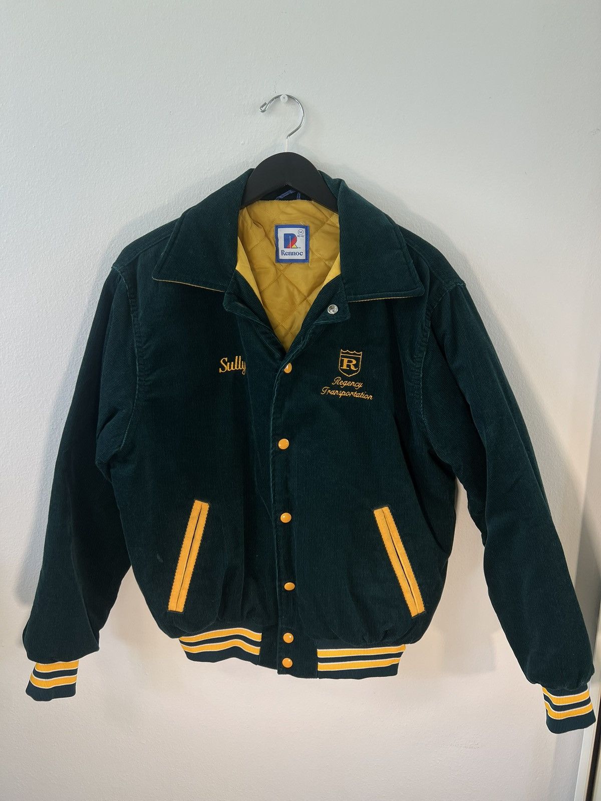 Rennoc Vintage Rennoc Green & Yellow Varsity-Style Bomber Jacket Size US M / EU 48-50 / 2 - 4 Thumbnail