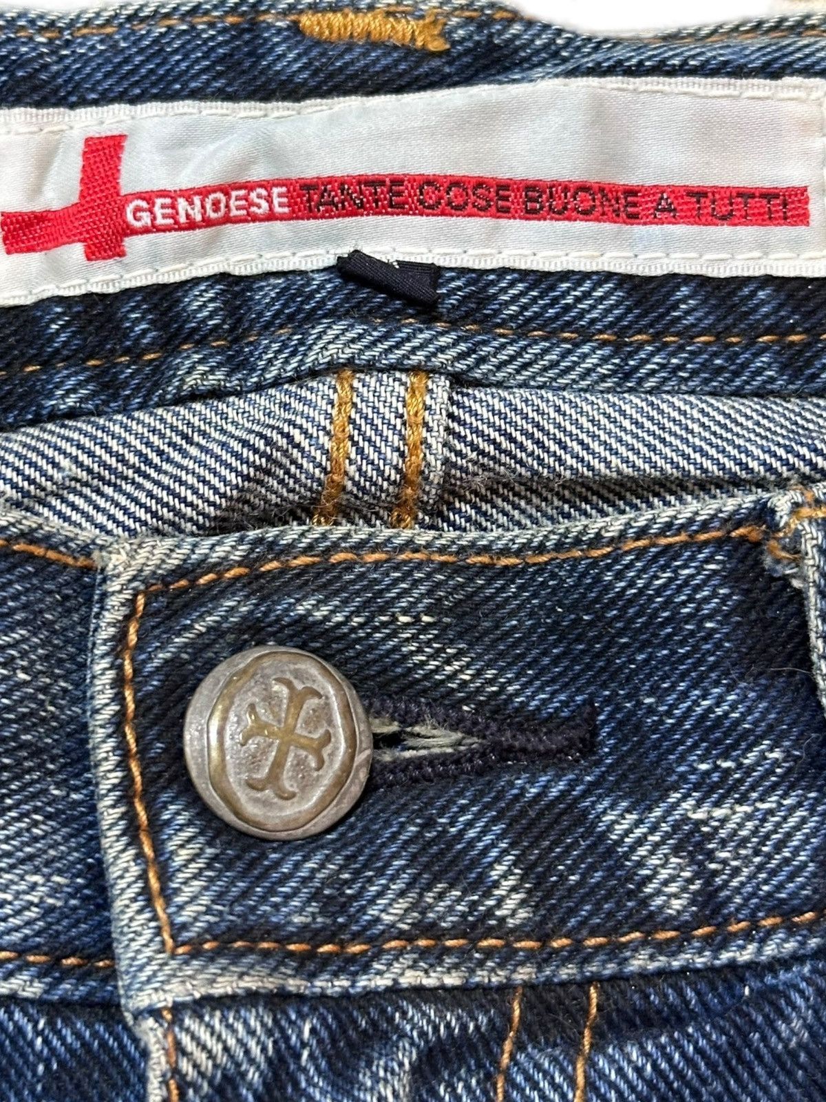 KOJIMA GENES Vintage Geneos Studded Printed Grunge Distressed Denim Size US 30 / EU 46 - 8 Thumbnail