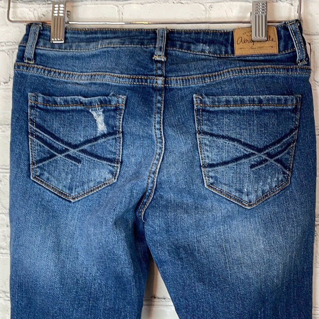 Aeropostale Aeropostale Women's Bayla Crop Skinny Distressed Jeans 00 Blue Size 24" / US 00 / IT 34 - 4 Thumbnail
