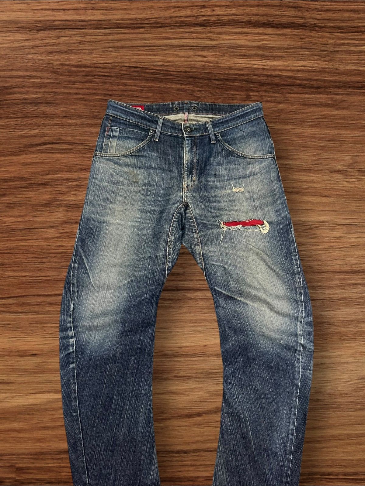 Edwin Japanese Brand Edwin Blue Trip Distressed Curve Faded Jeans Size US 32 / EU 48 - 3 Thumbnail