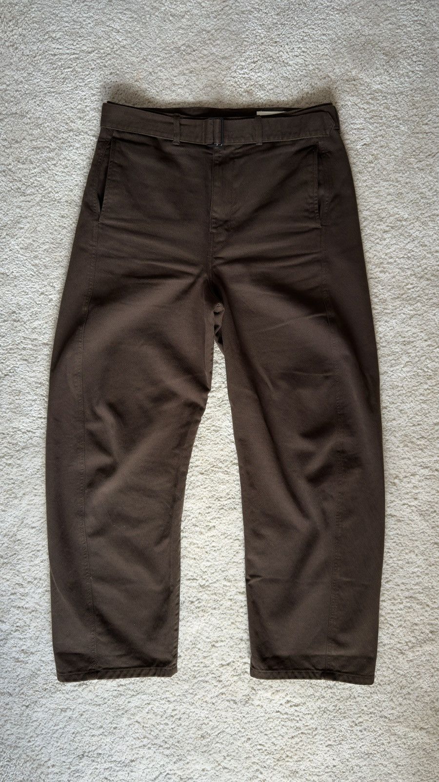Pre-owned Lemaire Twisted Belted Espresso Denim Pants In Brown