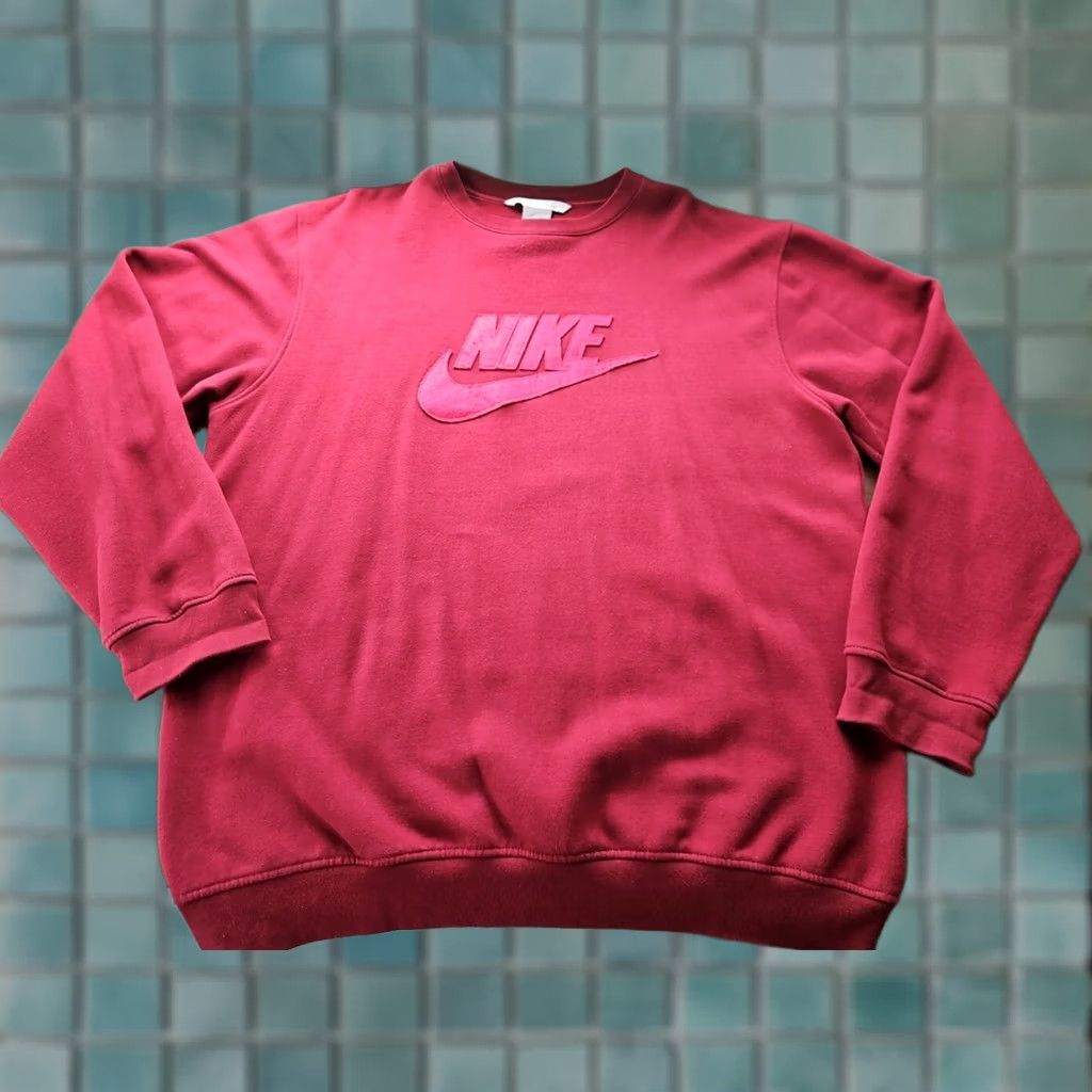 Vintage Nike Sweatshirt Mens 1XL Maroon Burgundy Spellout Crewneck Logo 90s Sports Usa in Brown, Men's