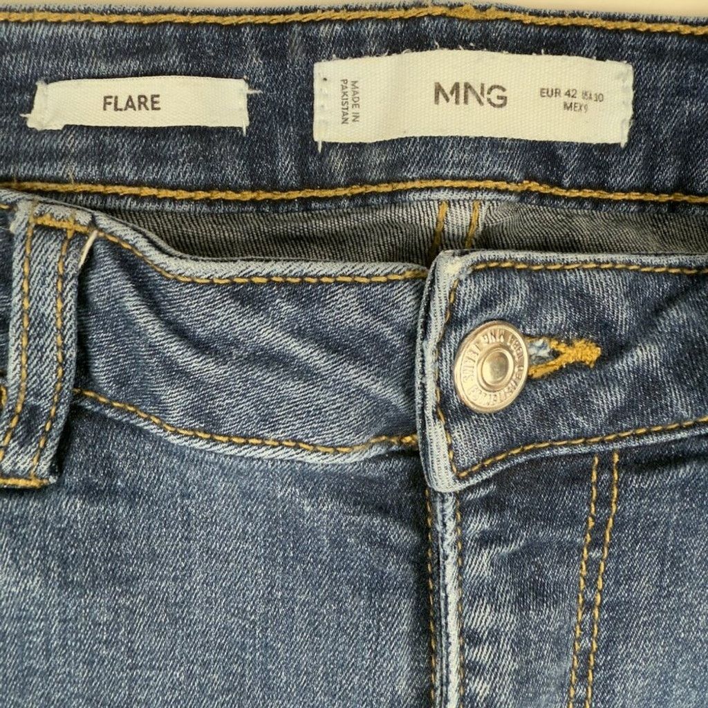 Mango MNG Mango Flare High Rise Stretch Blue Wash Jeans Size 30 Size 29" - 2 Thumbnail