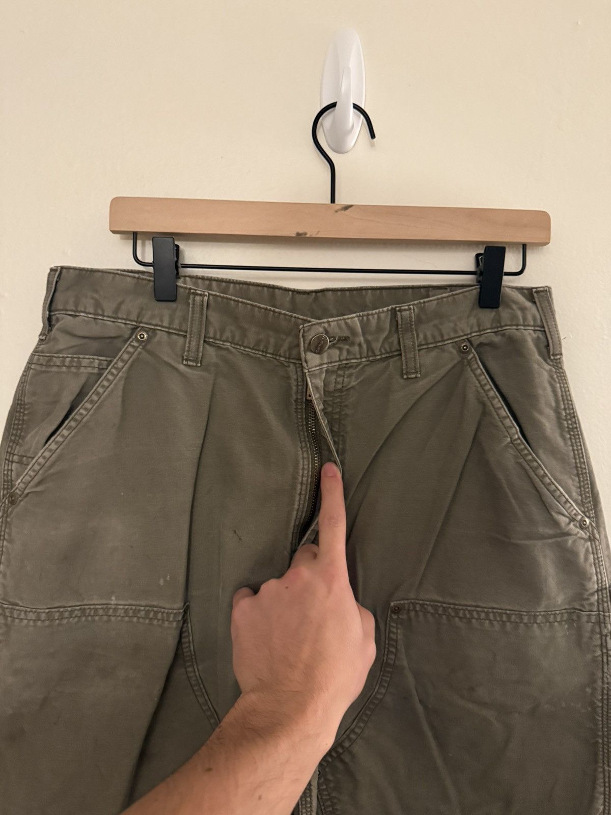 Carhartt Vintage 90s Carhartt Double Knee Green Size US 33 - 3 Thumbnail