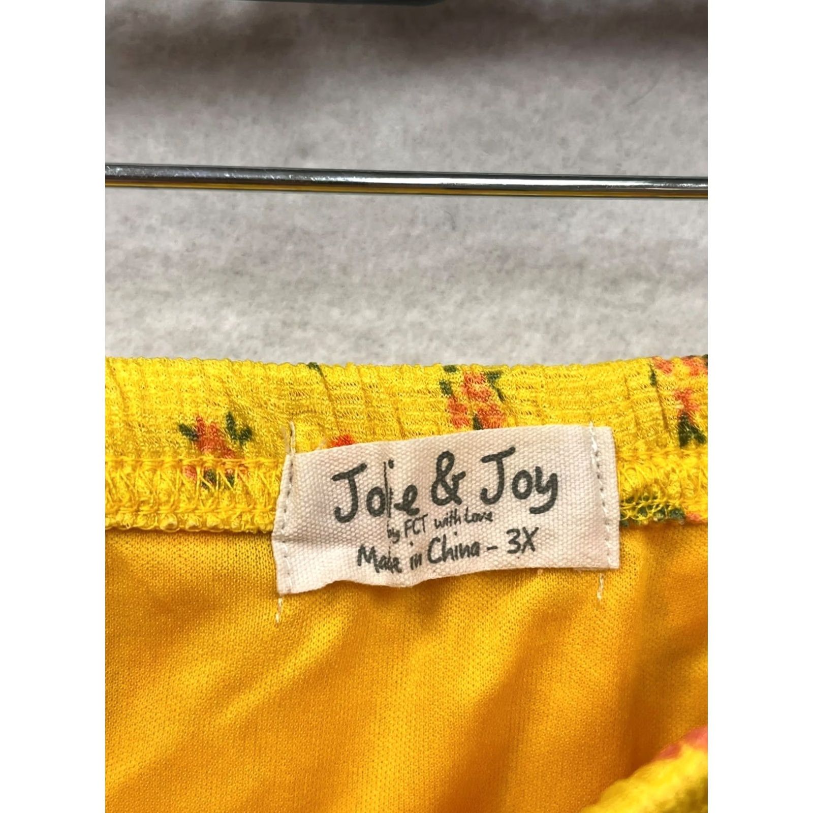 Vintage Joie & Joy Skirt Women 3X Yellow Floral Ruffle Tiered Mini Elastic Waistband Size 40" / US 18 - 3 Thumbnail
