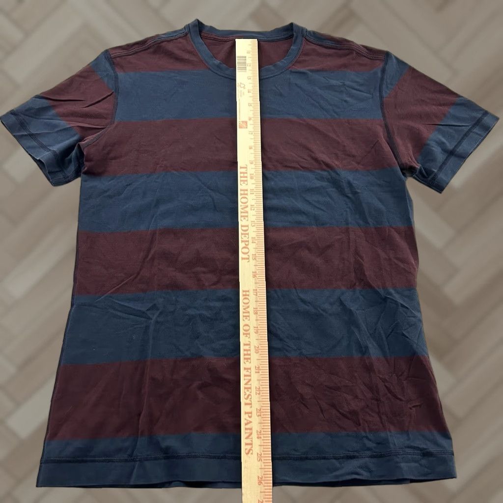 Lululemon Lululemon Short Sleeve T-Shirt Mens M Striped Blue Maroon Red Pattern Shirt Mens Size US M / EU 48-50 / 2 - 1 Thumbnail
