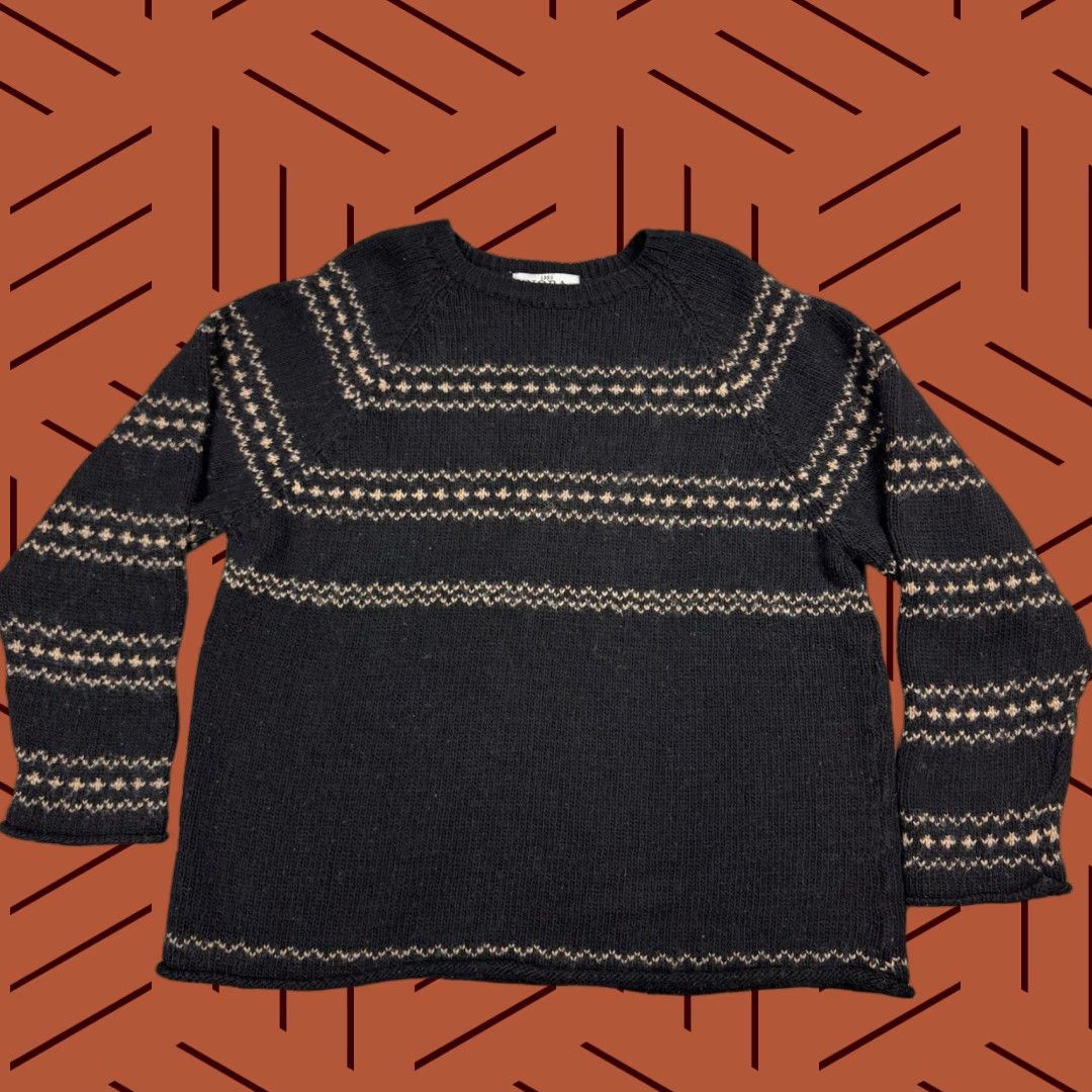 Vintage VINTAGE Noba Wool Blend Striped Raglan Sweater Men Large 90s Nordic Crew Neck Fall Winter Size US L / EU 52-54 / 3 - 1 Thumbnail