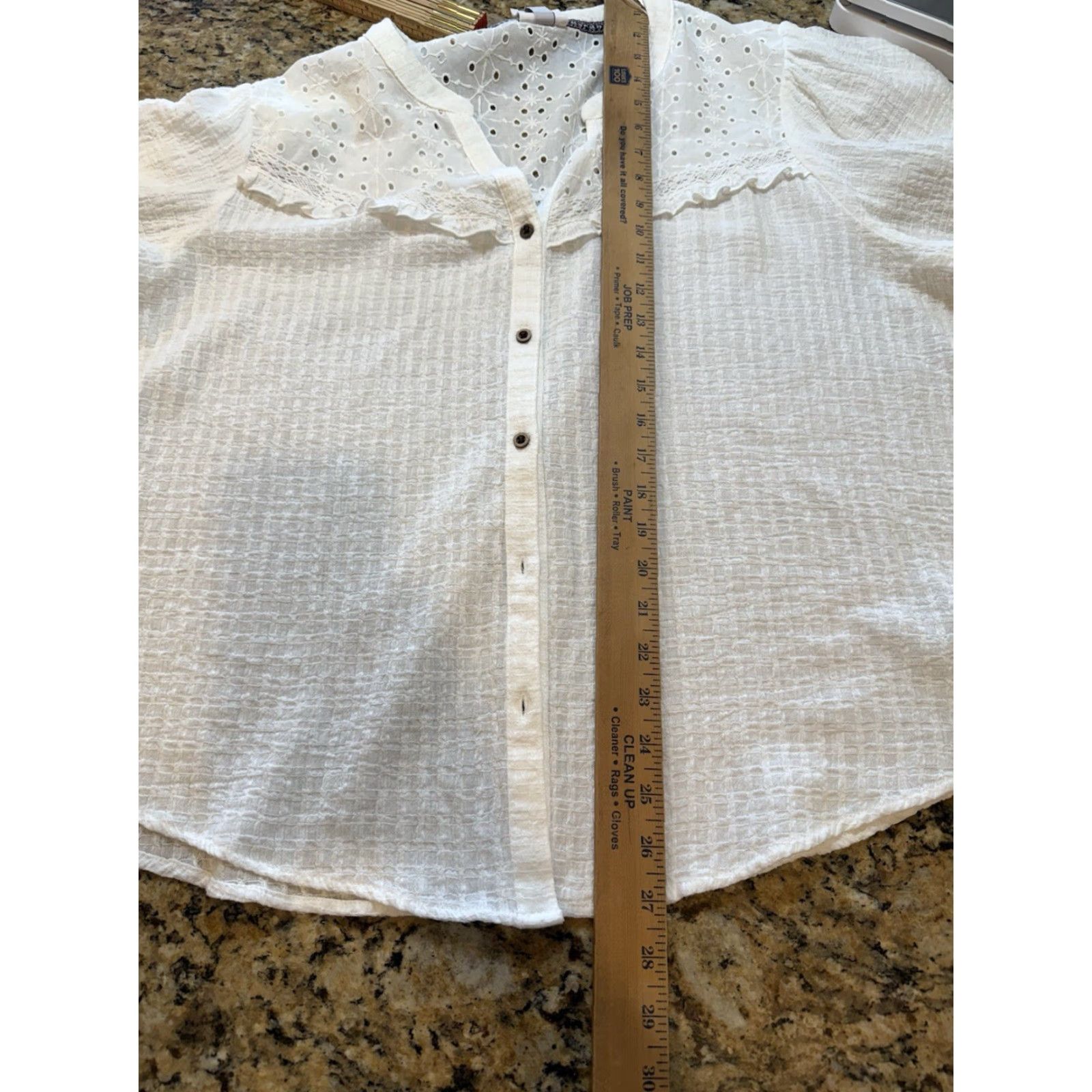 Vintage VINTAGE Knox Rose Blouse Shirt Womens Plus 2XL White Short Sleeve Button Front Cotton Rose Solid New W Tags Size XXL / US 16-18 / IT 52-54 - 3 Thumbnail