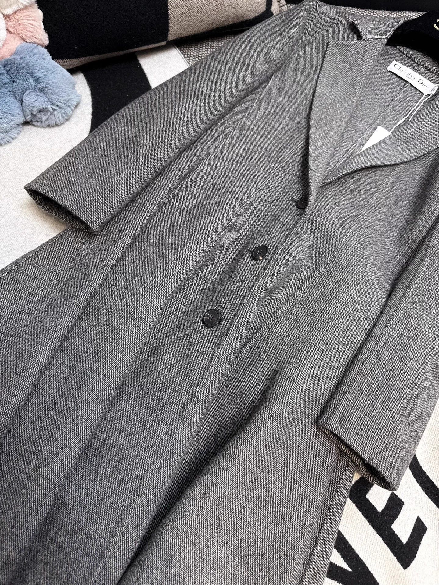 Dior Dior Gray Tweed Waist-Cinched Full Skirt Long Wool Coat 36 Size XS / US 0-2 / IT 36-38 - 5 Thumbnail
