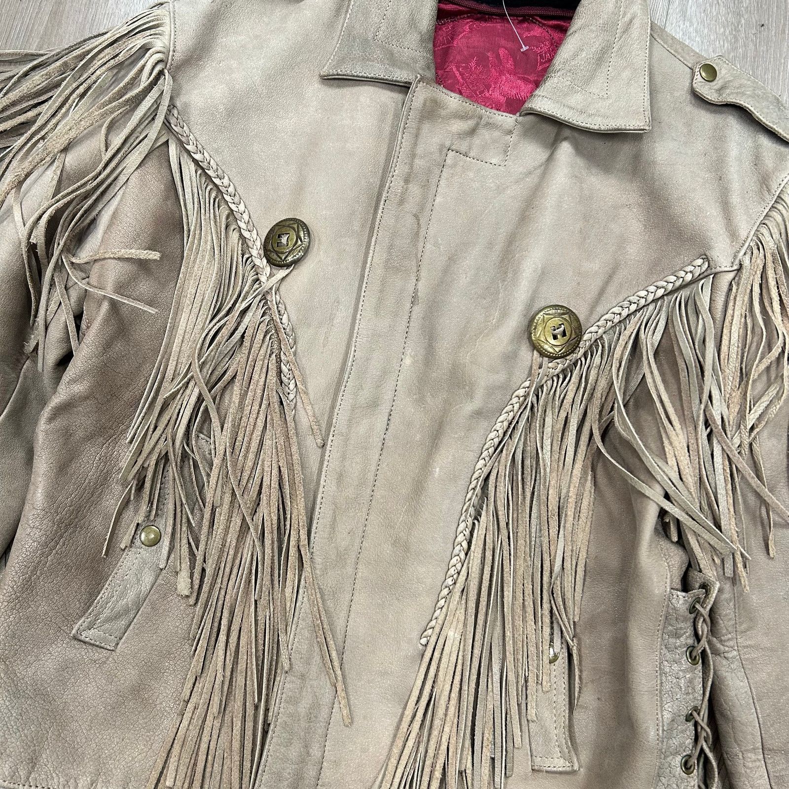 Harley Davidson Vintage Indian Motorcycle Fringe Tassel Brown Leather Jacket Size US L / EU 52-54 / 3 - 2 Thumbnail