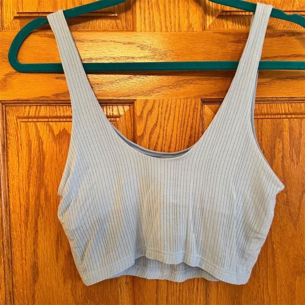 Other Aerie Women's Blue Ribbed Knit Scoop Neck Sleeveless Crop T Size M / US 6-8 / IT 42-44 - 2 Thumbnail