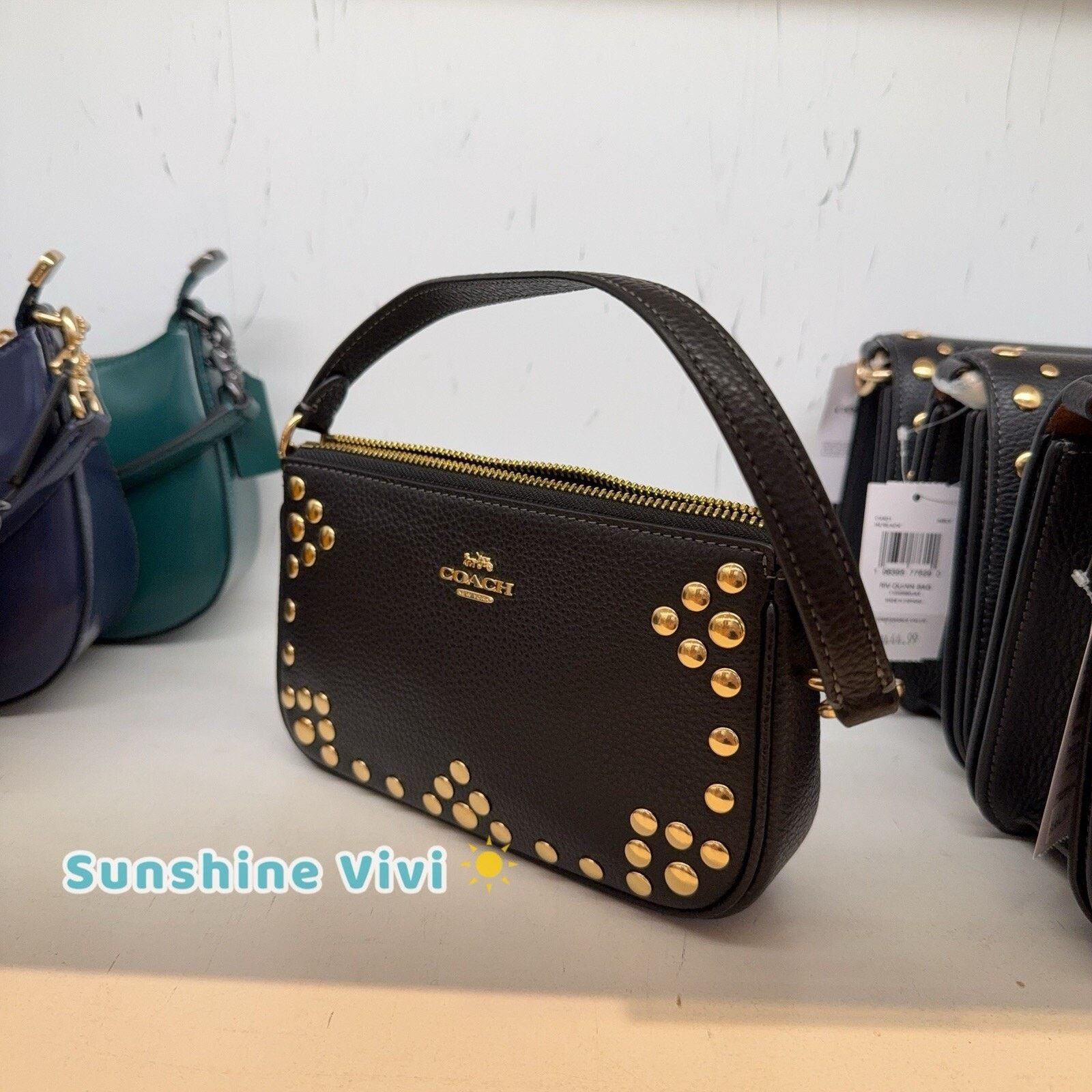 Coach NWT COACH Nolita Rivers 19 Wristlet Leather Gold/Black CAQ17 Size ONE SIZE - 3 Thumbnail