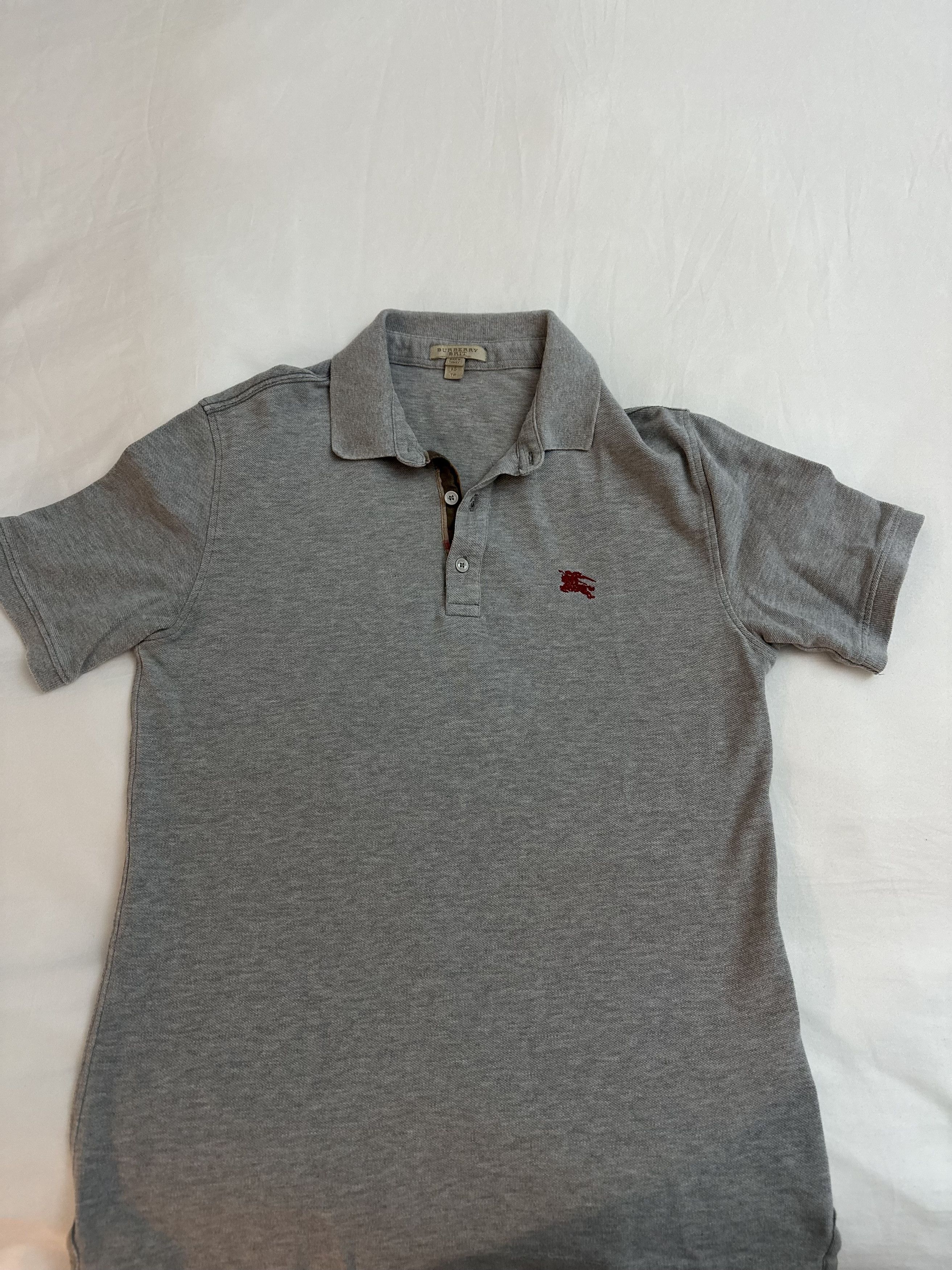 image of Men's Burberry Britt Gray & Plaid Polo Shirt in Grey (Size XS)