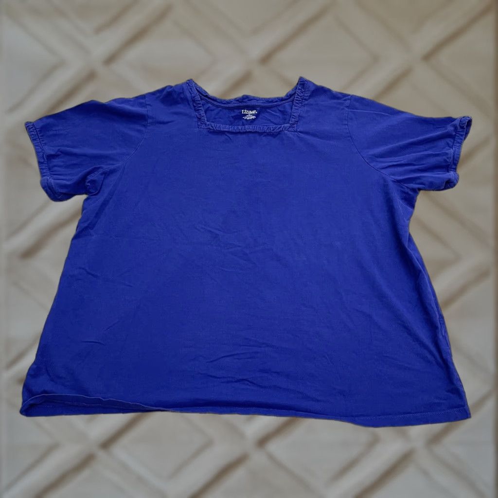 Vintage Liz & Me T-Shirt Womens 3XL Blue Crew Neck Short Sleeve Basic Tee Plus Size Cotton Spandex Classic Logo Tee - Casual Comfort Womens Size XXL / US 16-18 / IT 52-54 - 1 Thumbnail
