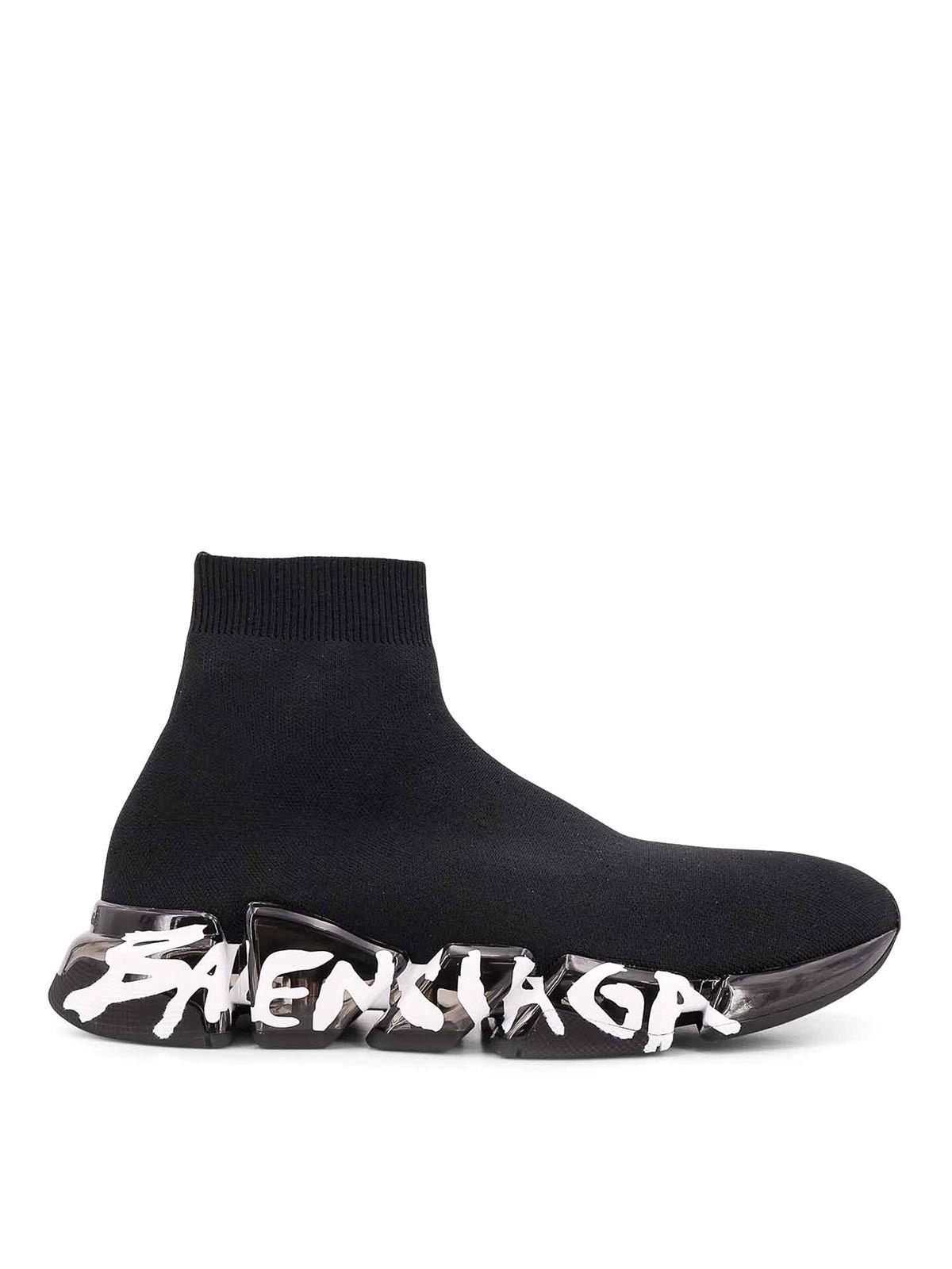 Balenciaga o1in1g1225 Speed 2.0 Full Clear Sole Graffiti Sneakers Size US 11 / EU 44 - 1 Thumbnail
