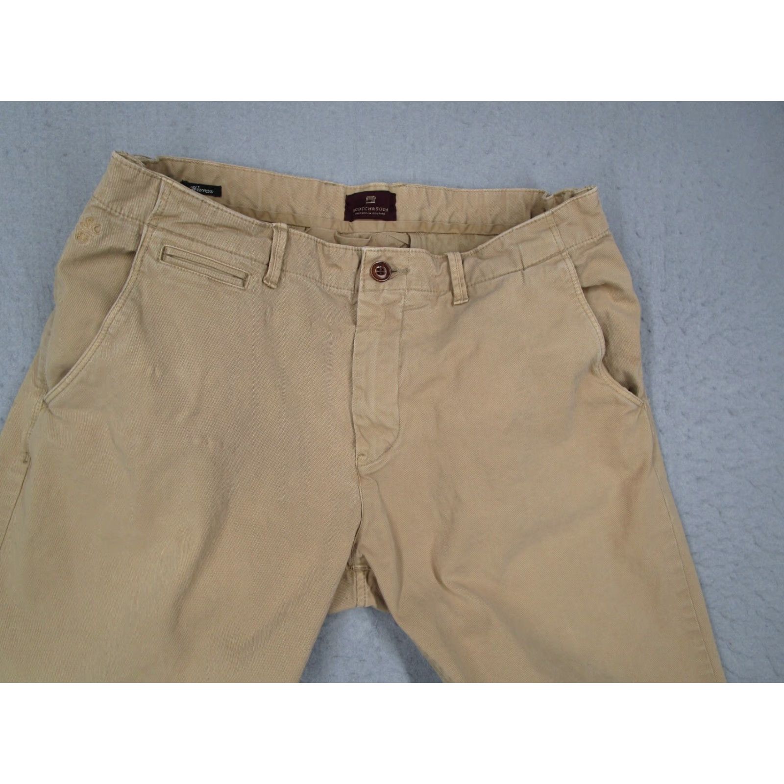 Scotch & Soda SCOTCH & SODA Mens Warren Khaki Pants 33x32 Straight Slim Beige Cotton Blend 5-Pocket Logo Vintage: No Men Size US 31 - 2 Thumbnail