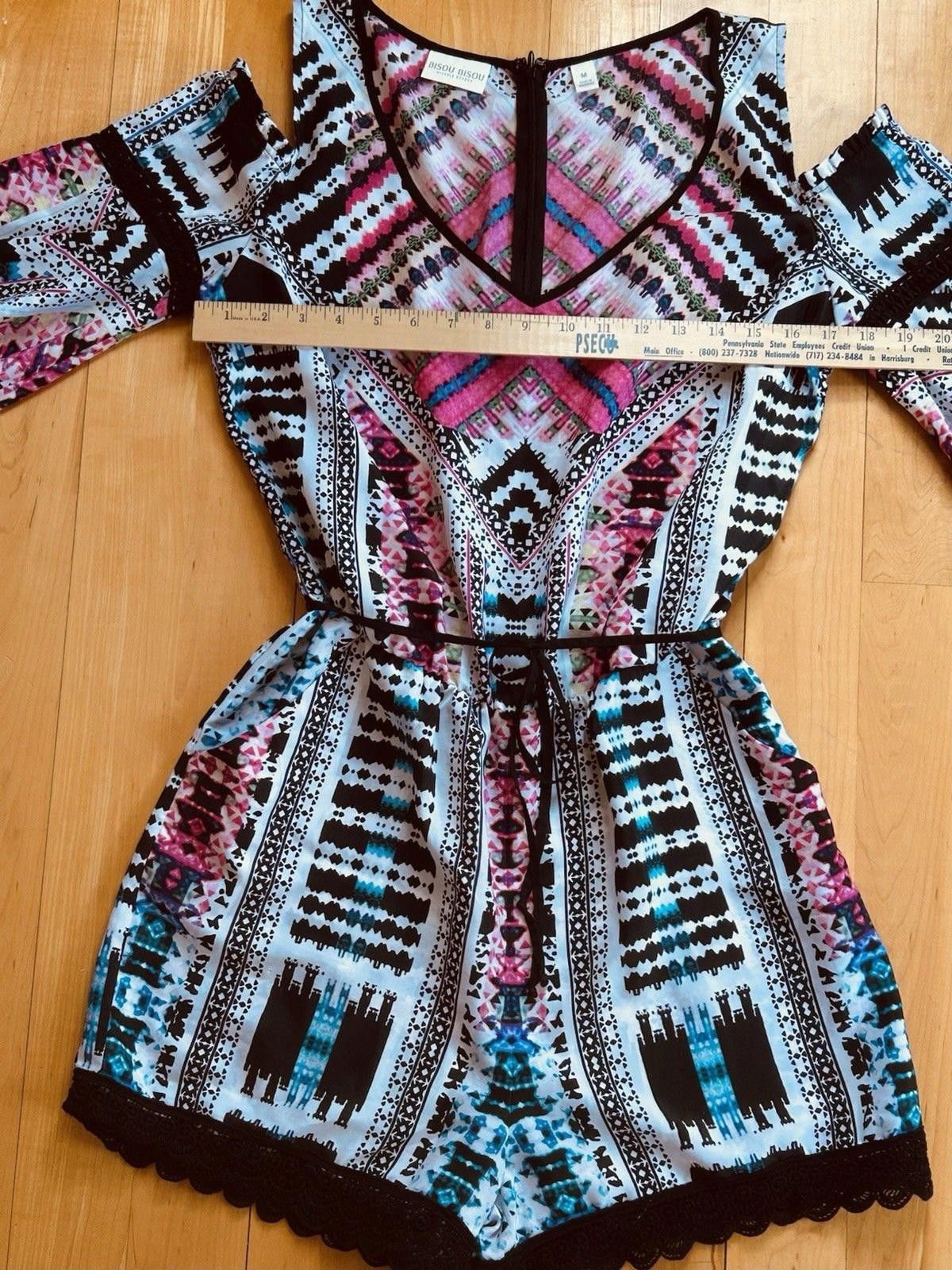 Other Bisou Bisou, Michelle Bohbot Multi Color Print Lace Romper M Size 32" / US 10 / IT 46 - 6 Thumbnail