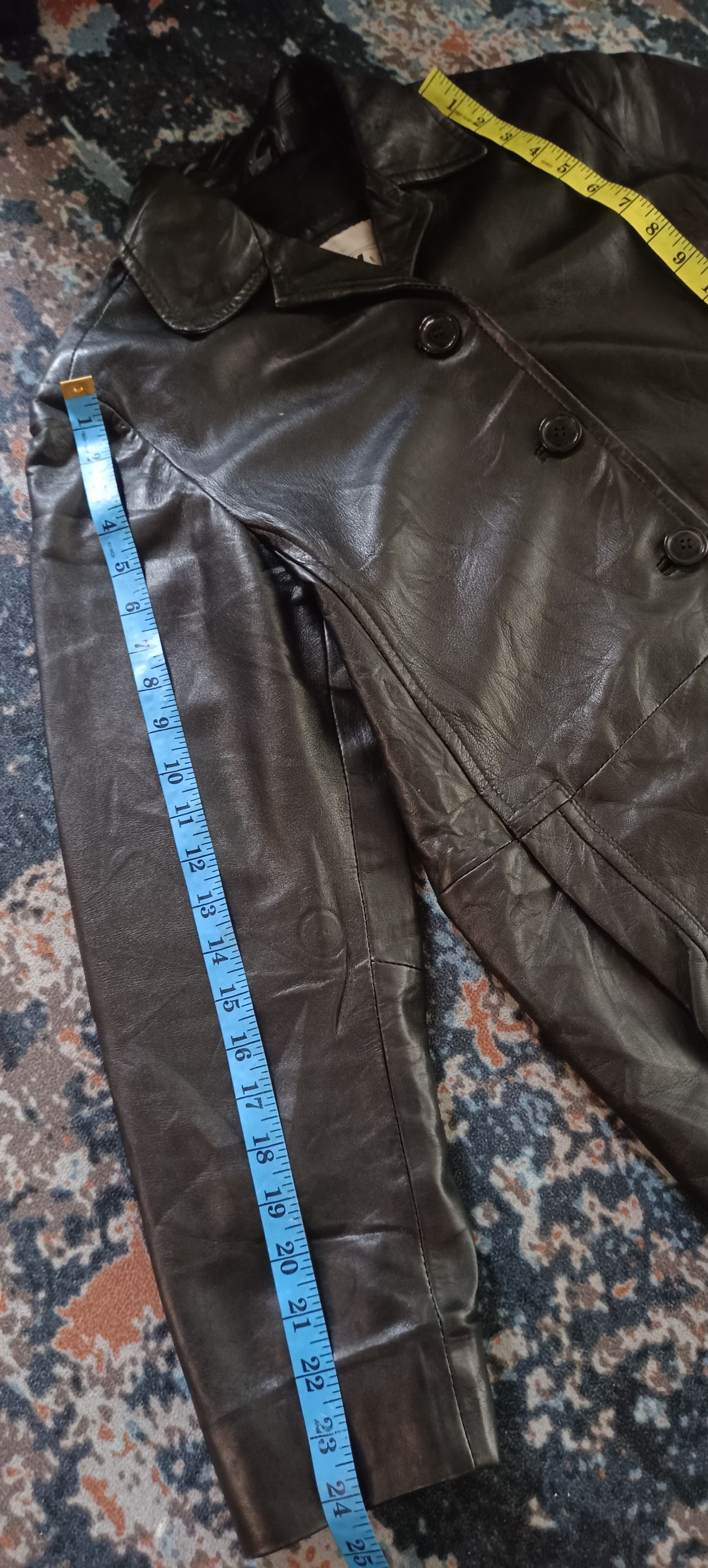 Genuine Leather × If Six Was Nine Vintage💥 Pantera X Black Leather Trench Coat Jacket Size US M / EU 48-50 / 2 - 14 Thumbnail