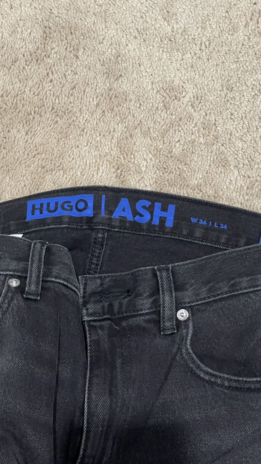 Hugo Boss BLACK JEANS SLIM-FIT JEANS IN BLACK STRETCH DENIM 34W 34L Size US 34 / EU 50 - 3 Thumbnail