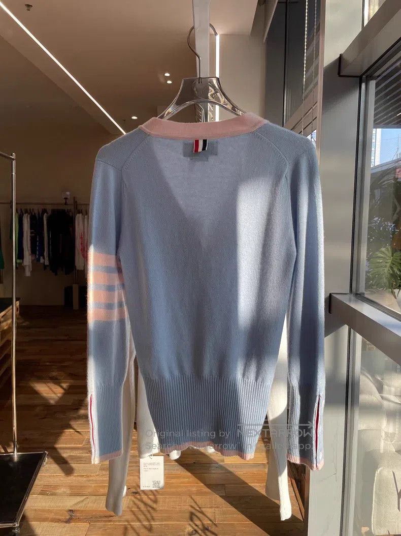 Thom Browne Thom Browne Blue Four Striped Pure Cashmere Cardigan Size XS / US 0-2 / IT 36-38 - 2 Thumbnail