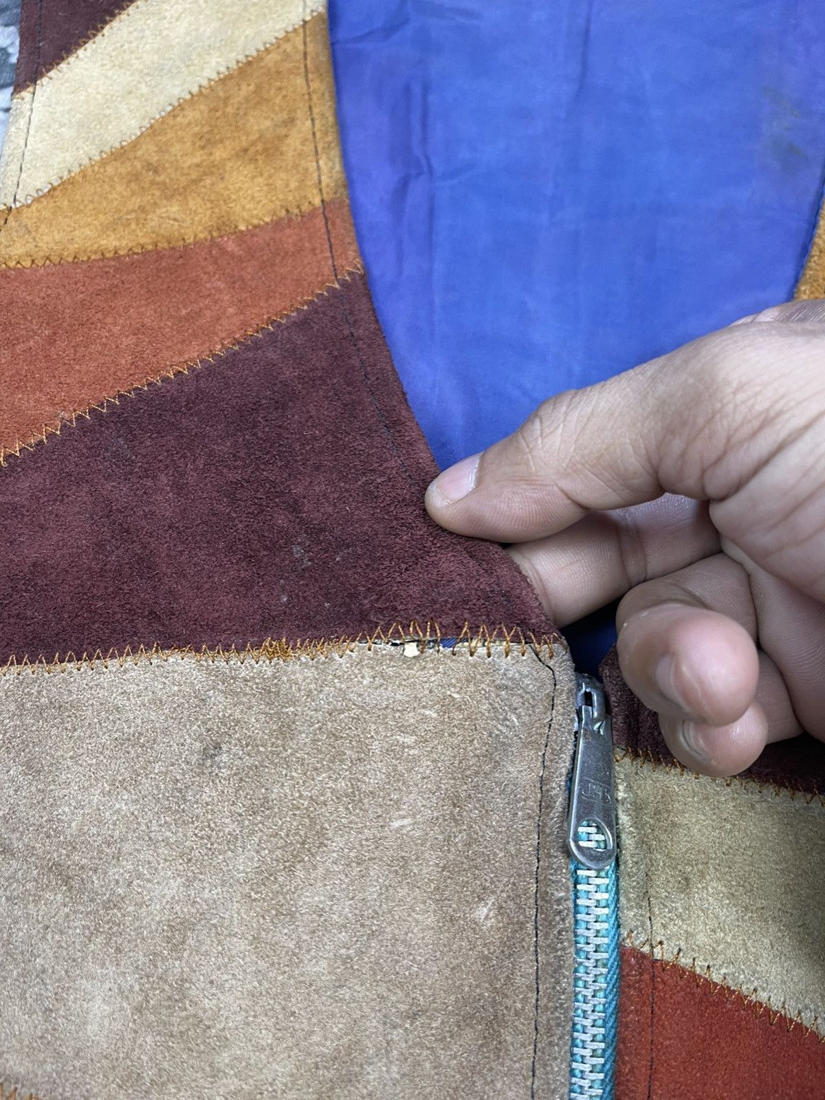 Genuine Leather Vtg Custom Handmade Patchwork Suede Leather Vest Size US M / EU 48-50 / 2 - 11 Thumbnail
