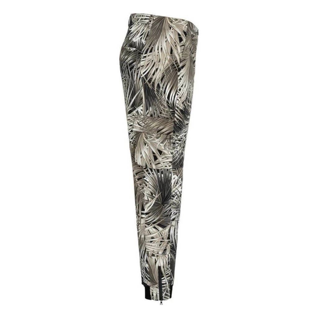 Casio Cambio, Blue Multi Silhouette Leaf Print Silk Blend Cargo Joggers, Women’s 10 Size 32" / US 10 / IT 46 - 16 Thumbnail
