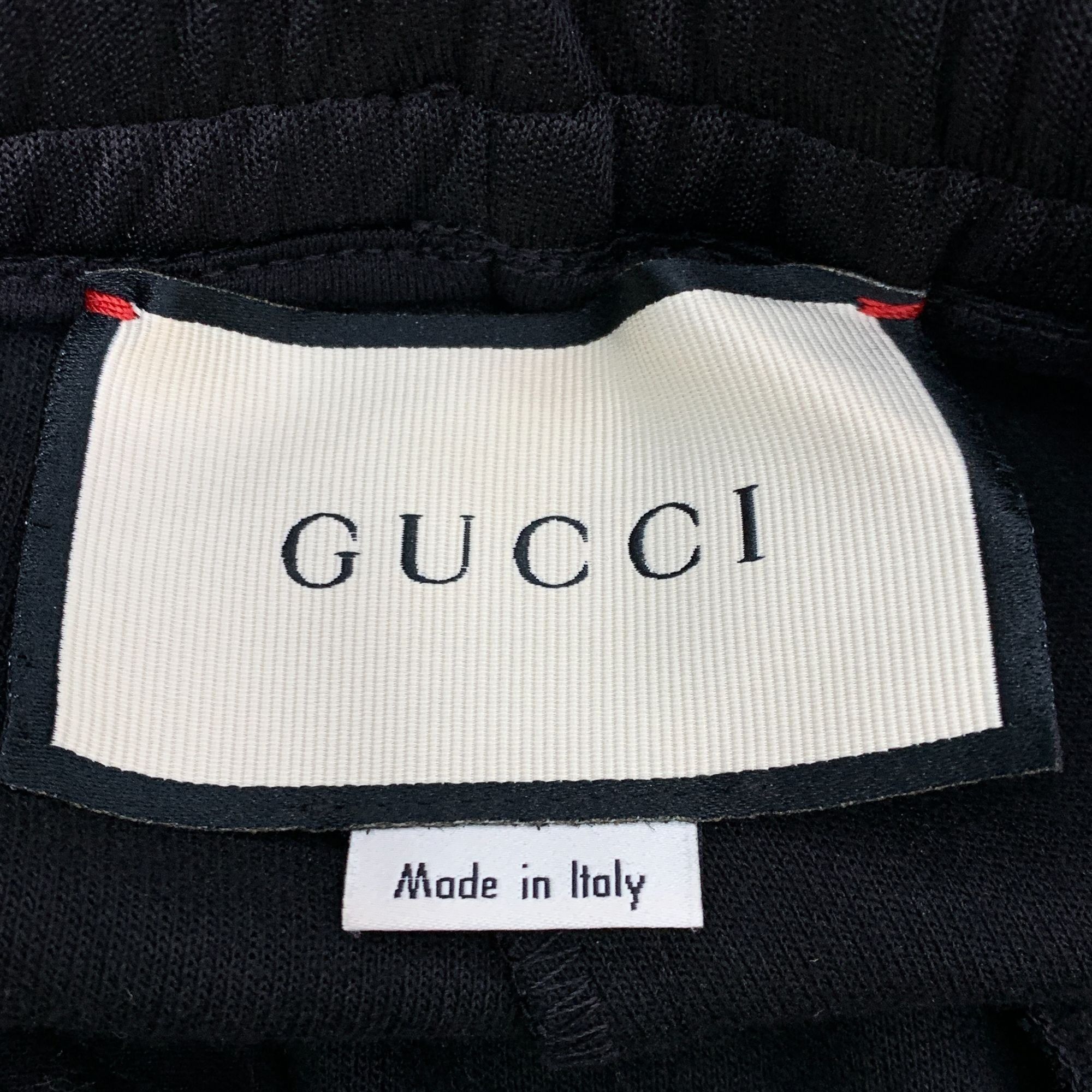 Gucci [Gucci] Black Side Logo Stripe Drawstring Casual Trousers XS Size 35" - 2 Thumbnail