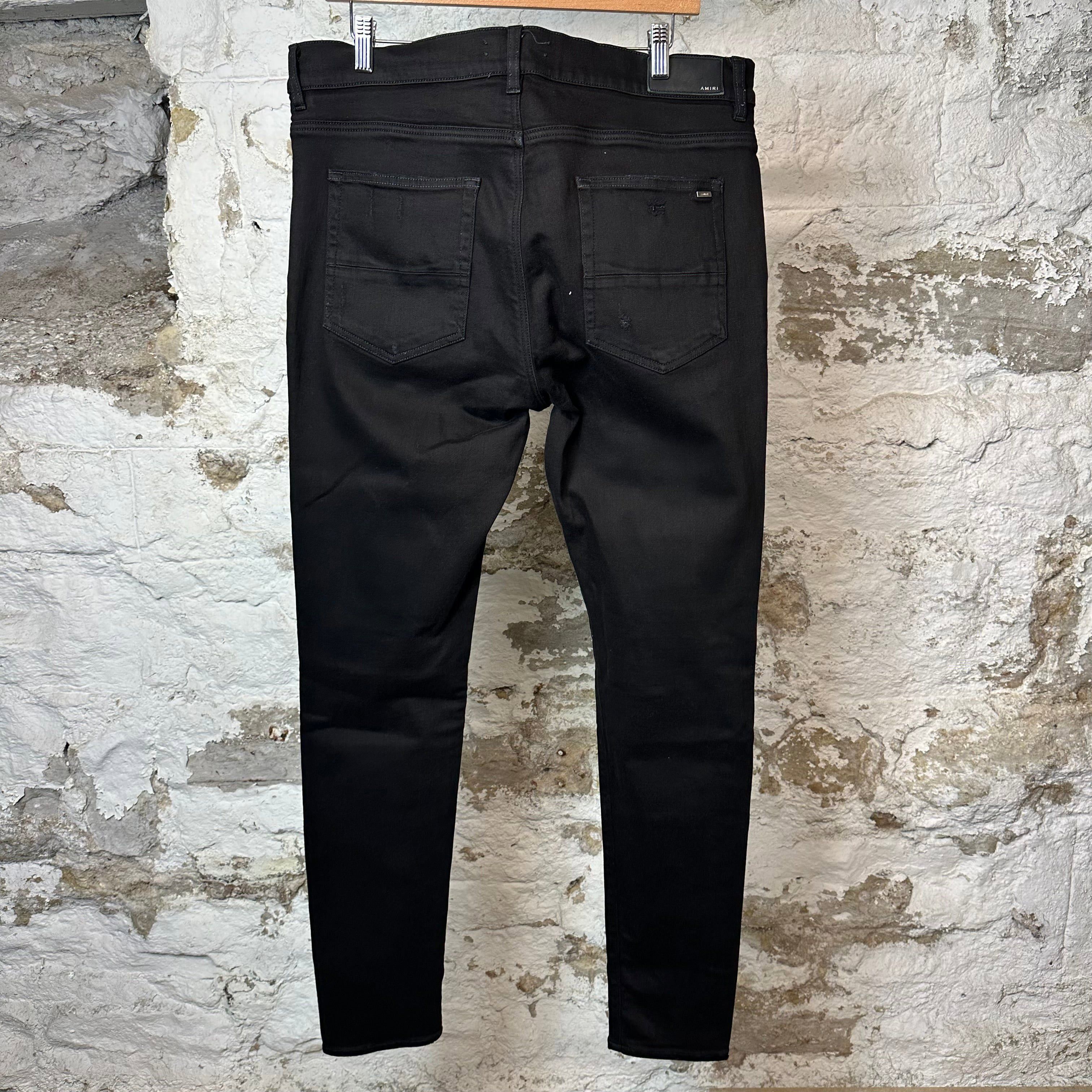 Amiri Amiri MX1 Black Leather Black Denim Jeans Sz 38 Size US 38 / EU 54 - 2 Thumbnail
