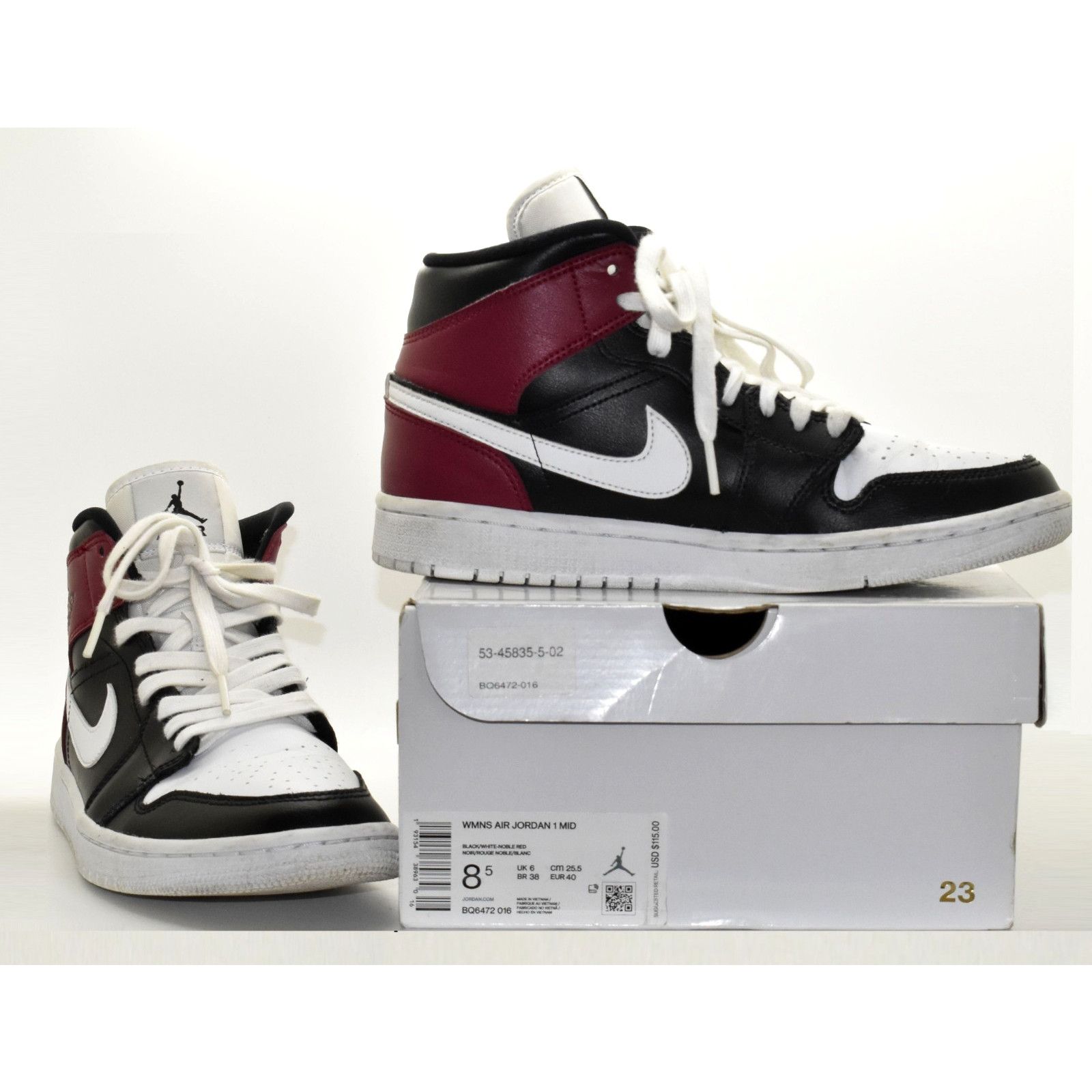 NIKE AIR JORDAN MID Blk/White Red Shoes BQ6472-016 Sz