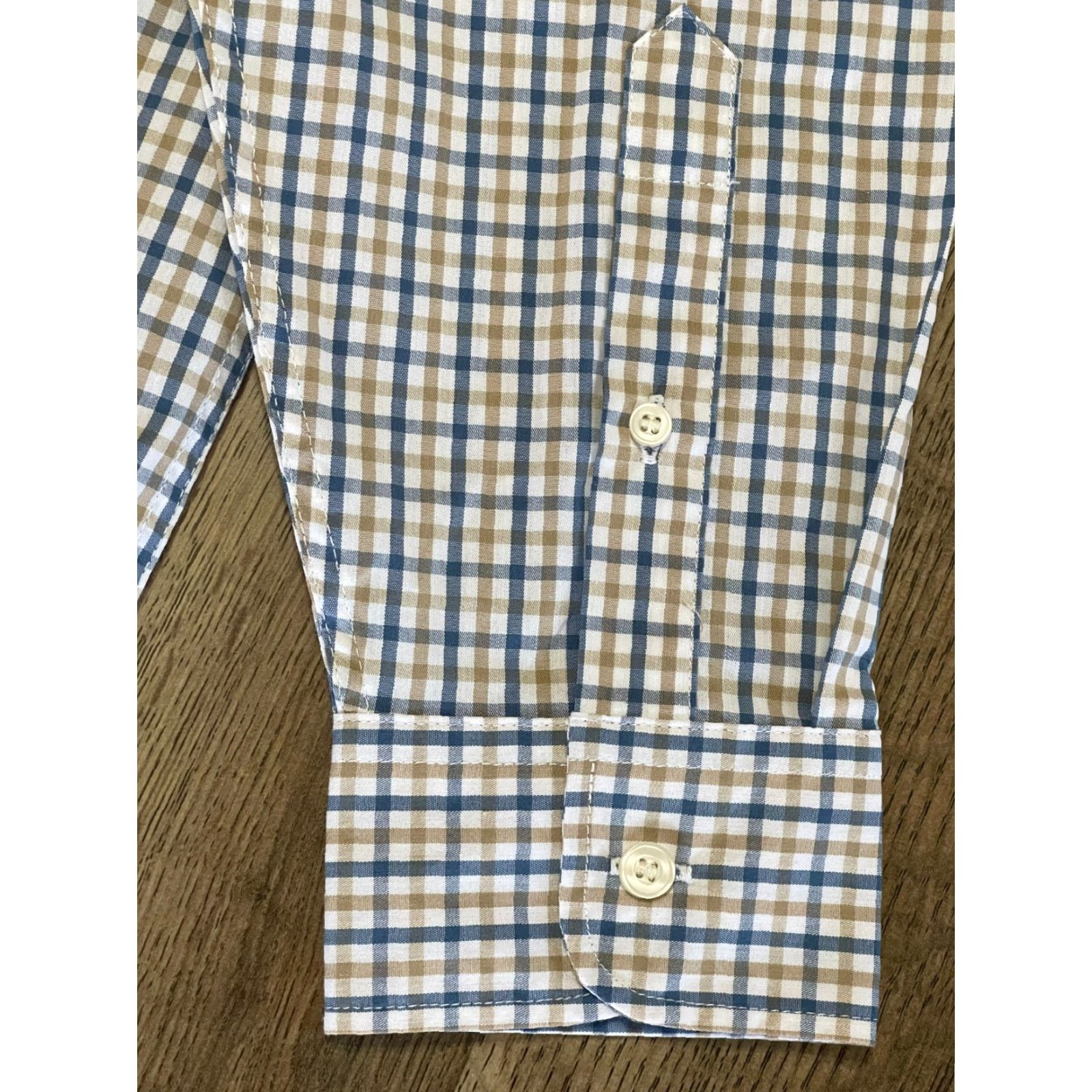 Dockers DOCKERS Shirt Men's Large Brown White Blue Check Button Up Long Sleeve Size US L / EU 52-54 / 3 - 5 Thumbnail