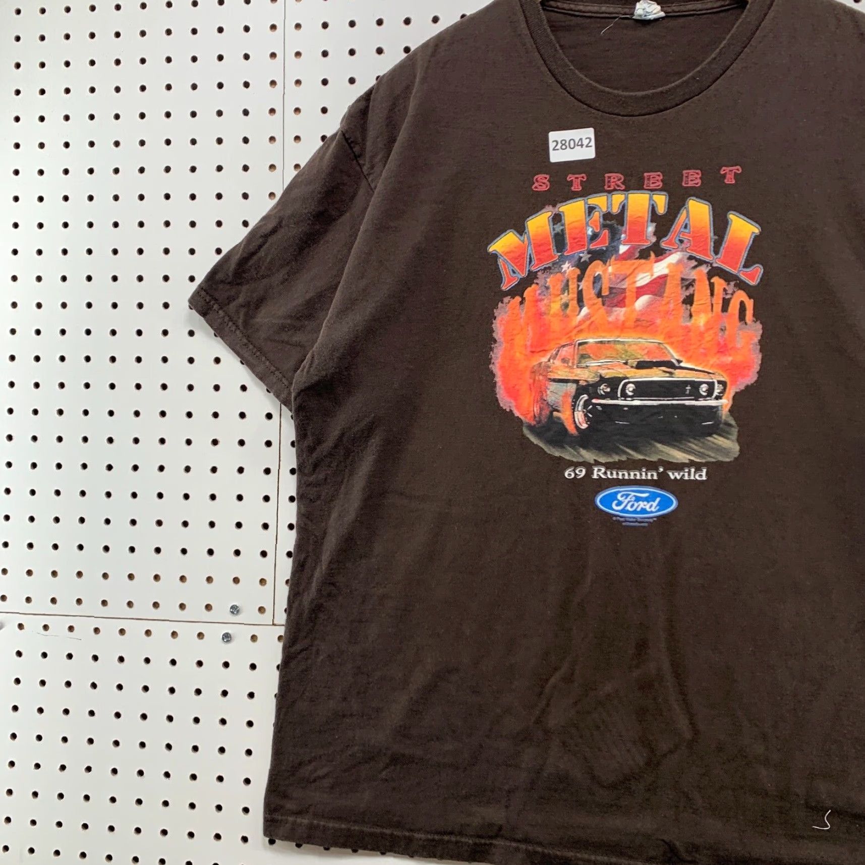 Delta Ford Mustang Shirt Brown Street Metal 1969 2XL Flame Graphic Adult Mens Size US XXL / EU 58 / 5 - 3 Thumbnail