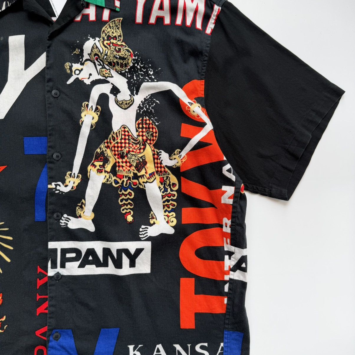 Kansai Yamamoto 1990s Kansai Man Urban Myth Graphic Open Collar Shirt Size US L / EU 52-54 / 3 - 7 Thumbnail