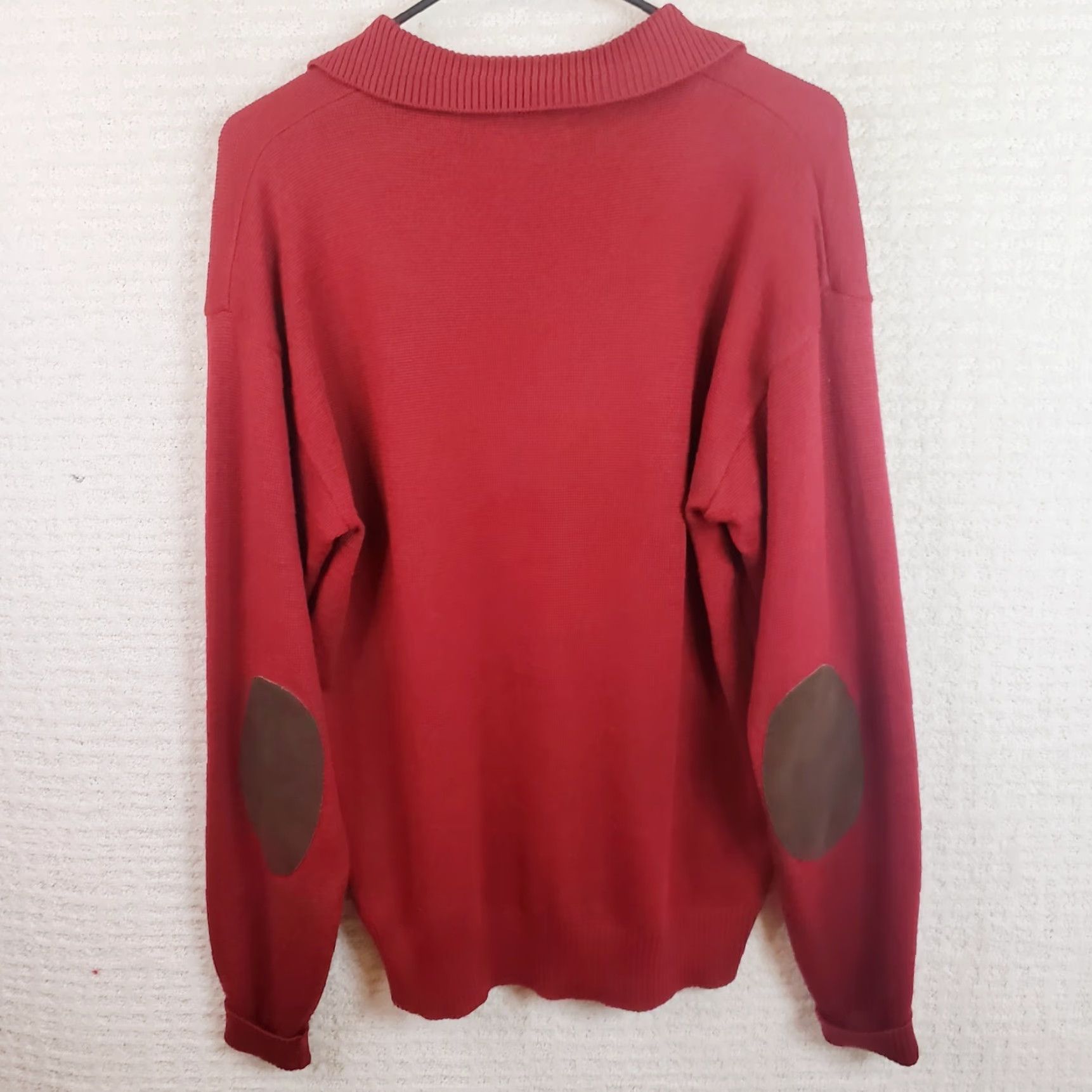Jim Thompson Norm Thompson Merino Wool Sweater Men's S Red Pullover Collared Elbow Pads Shirt Crewneck? Size US S / EU 44-46 / 1 - 4 Thumbnail
