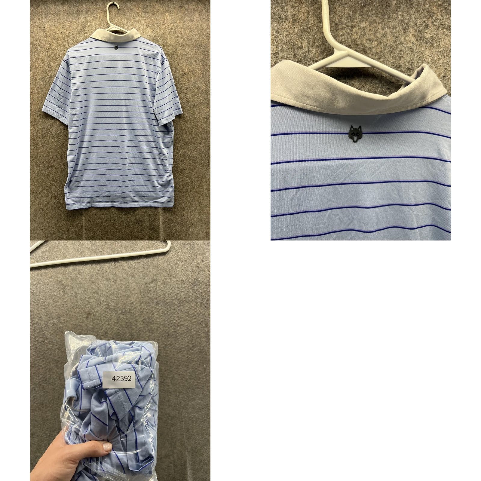 Vintage Greyson Polo Shirt Mens Large Blue Stripe Golf Performance Stretch Short Sleeve Size US L / EU 52-54 / 3 - 8 Thumbnail