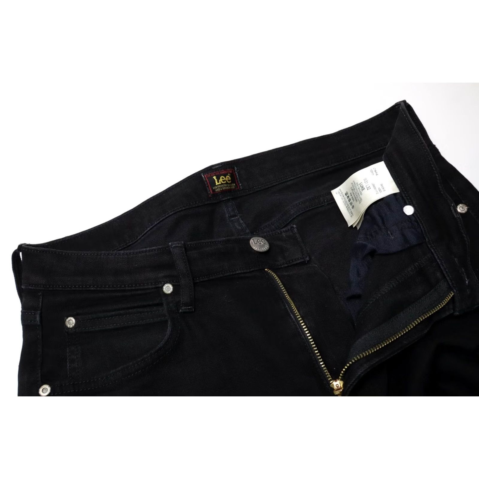 Lee Lee Luke Jeans Slim Fit Black Denim Zip Fly Logo Stretch Jeans Men W31/L32 Slim Logo Stretch Zip Fly Lee Luke Size US 31 - 4 Thumbnail