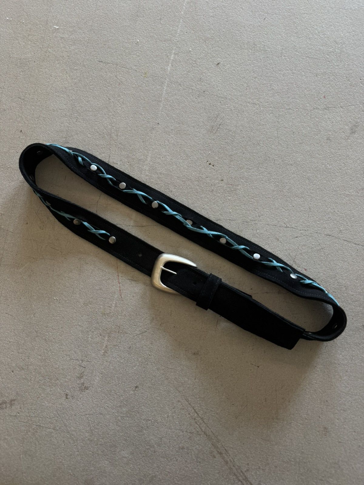 Other Handcrafted black suede leather belt Size 30 - 1 Thumbnail