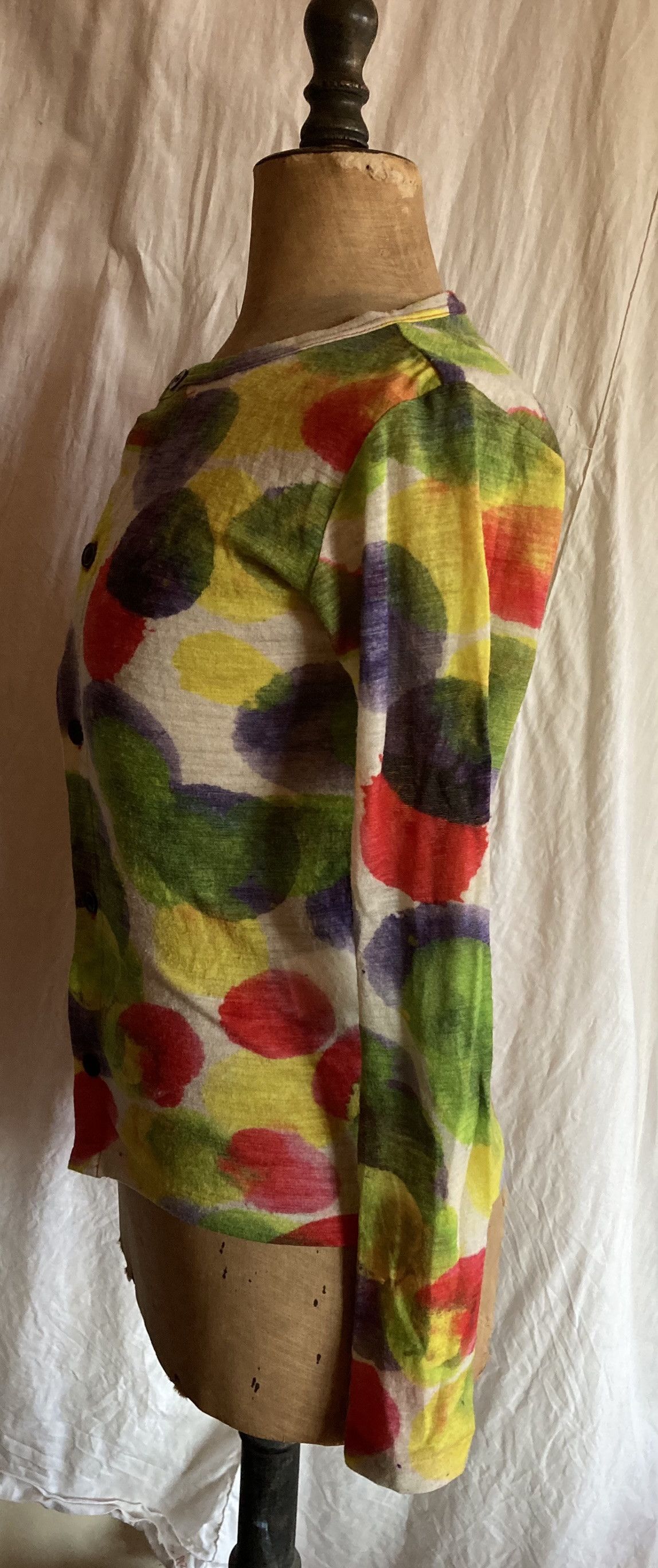 Y's Y's Yohji Yamamoto Wool Cardigan - Vibrant Watercolor Print Size M / US 6-8 / IT 42-44 - 3 Thumbnail