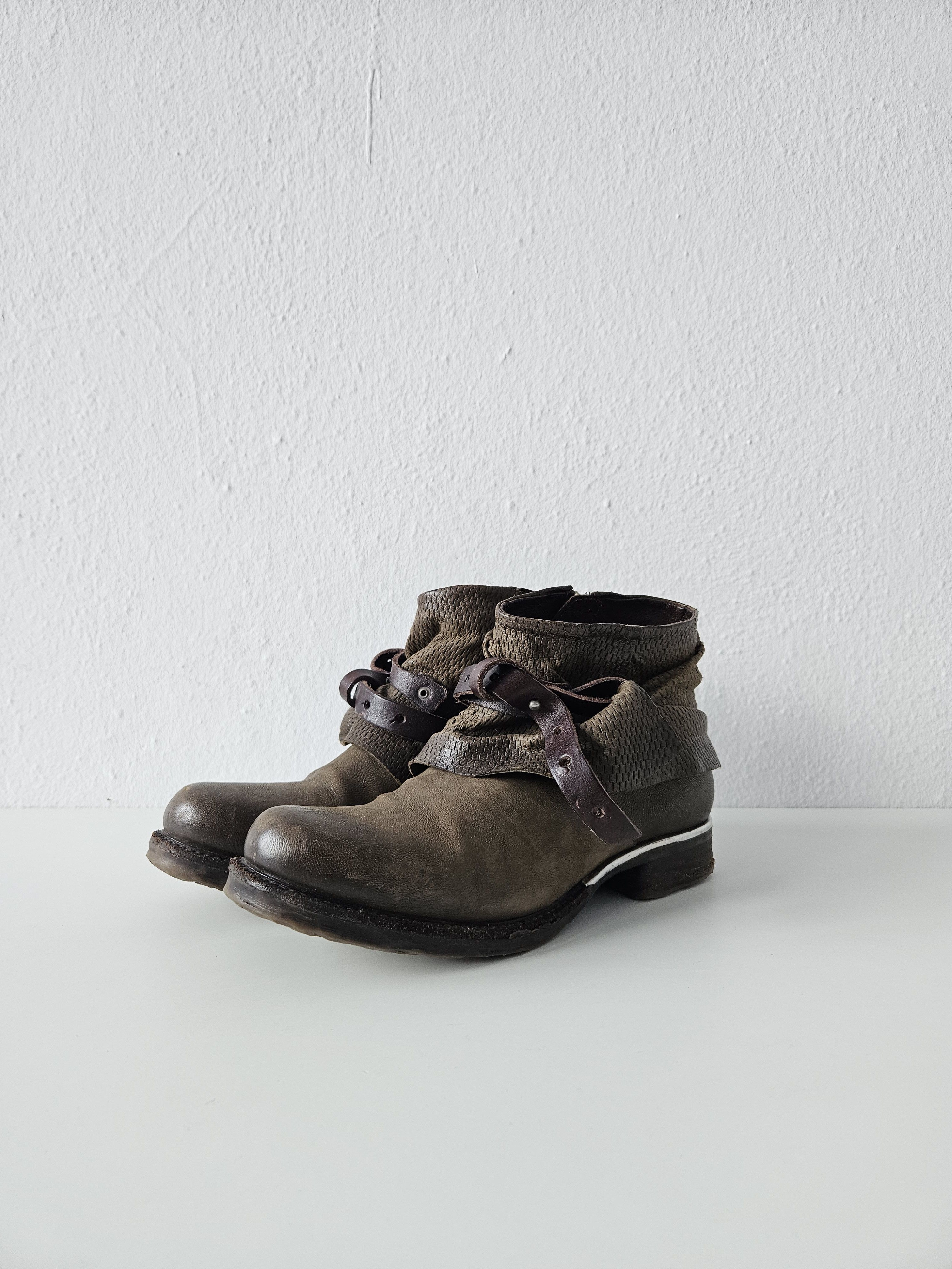 A.S.98 Archive AS98 olive leather bondage side zip ankle boots Size US 10 / IT 40 - 2 Thumbnail