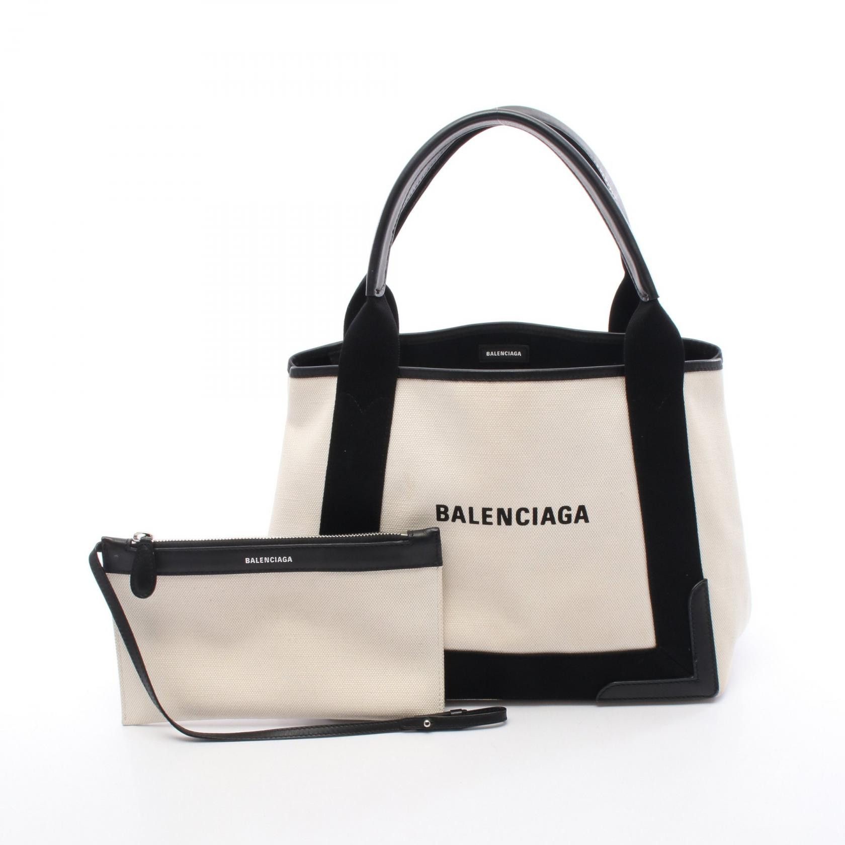 Balenciaga Balenciaga Balenciaga NAVY CABAS S Canvas Leather Tote Bag Canvas Tote Bag 339933 Size ONE SIZE - 1 Thumbnail