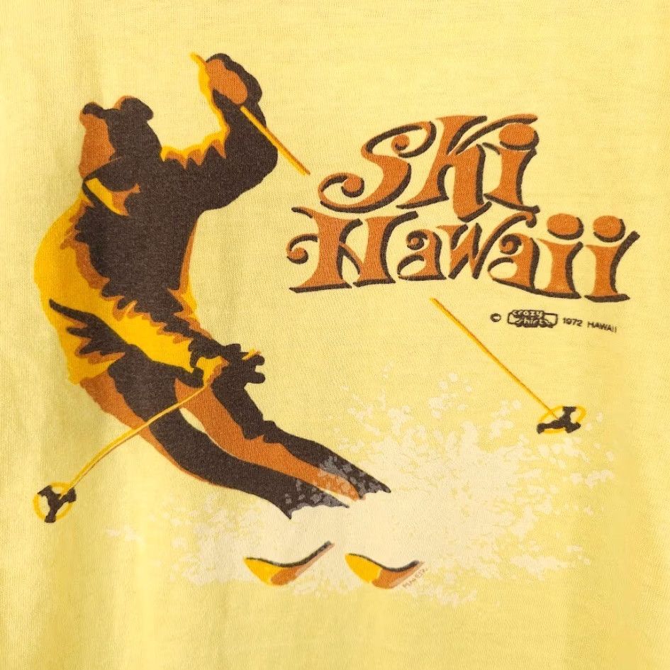 Vintage VINTAGE Crazy Shirts T-Shirt Mens Large Yellow 70s Ski Hawaii Made In USA Size US L / EU 52-54 / 3 - 5 Thumbnail
