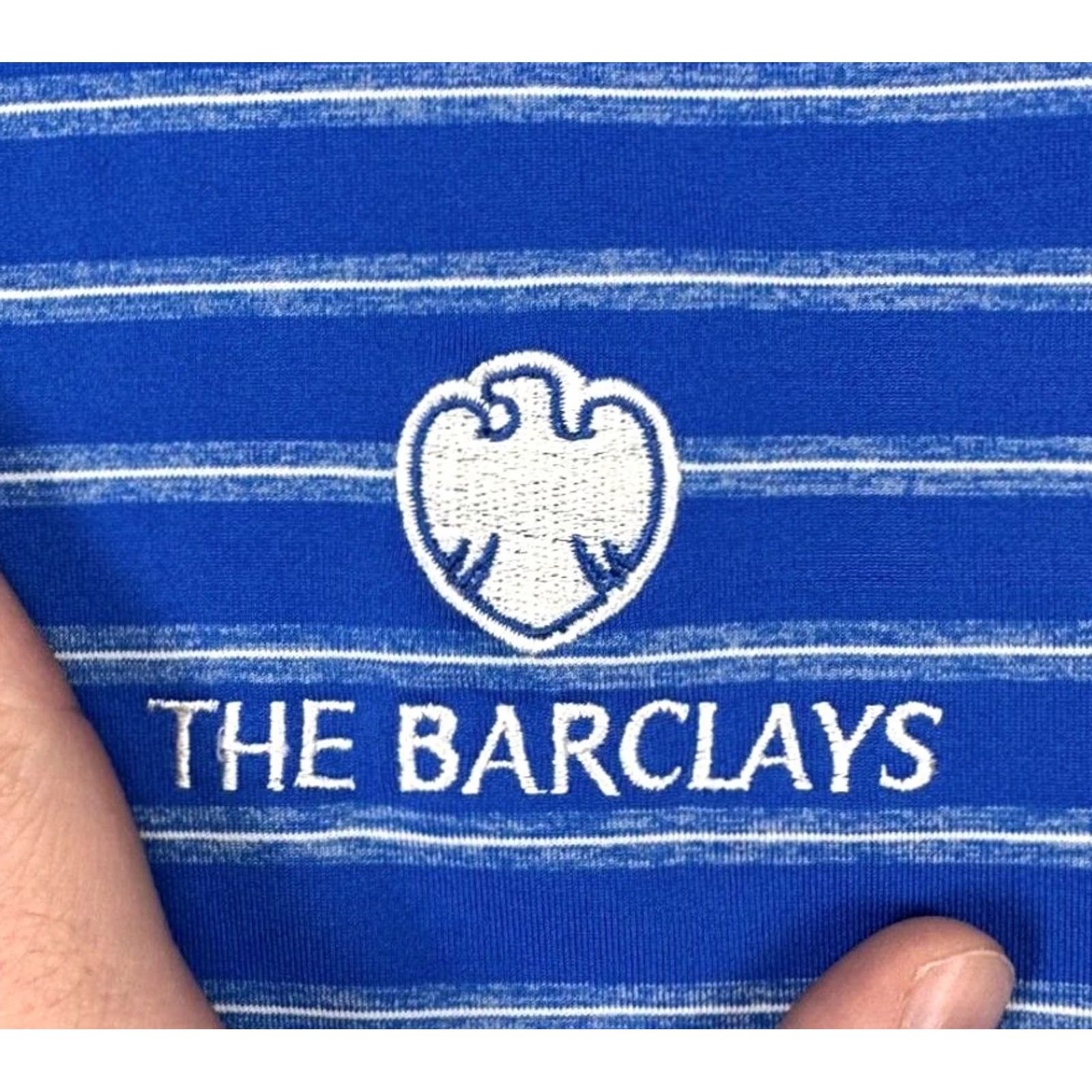 Nike Nike Golf Polo Mens XL Dri-Fit Blue Pinstripe The Barclays Swoosh Rugby Shirt Size US XL / EU 56 / 4 - 7 Thumbnail