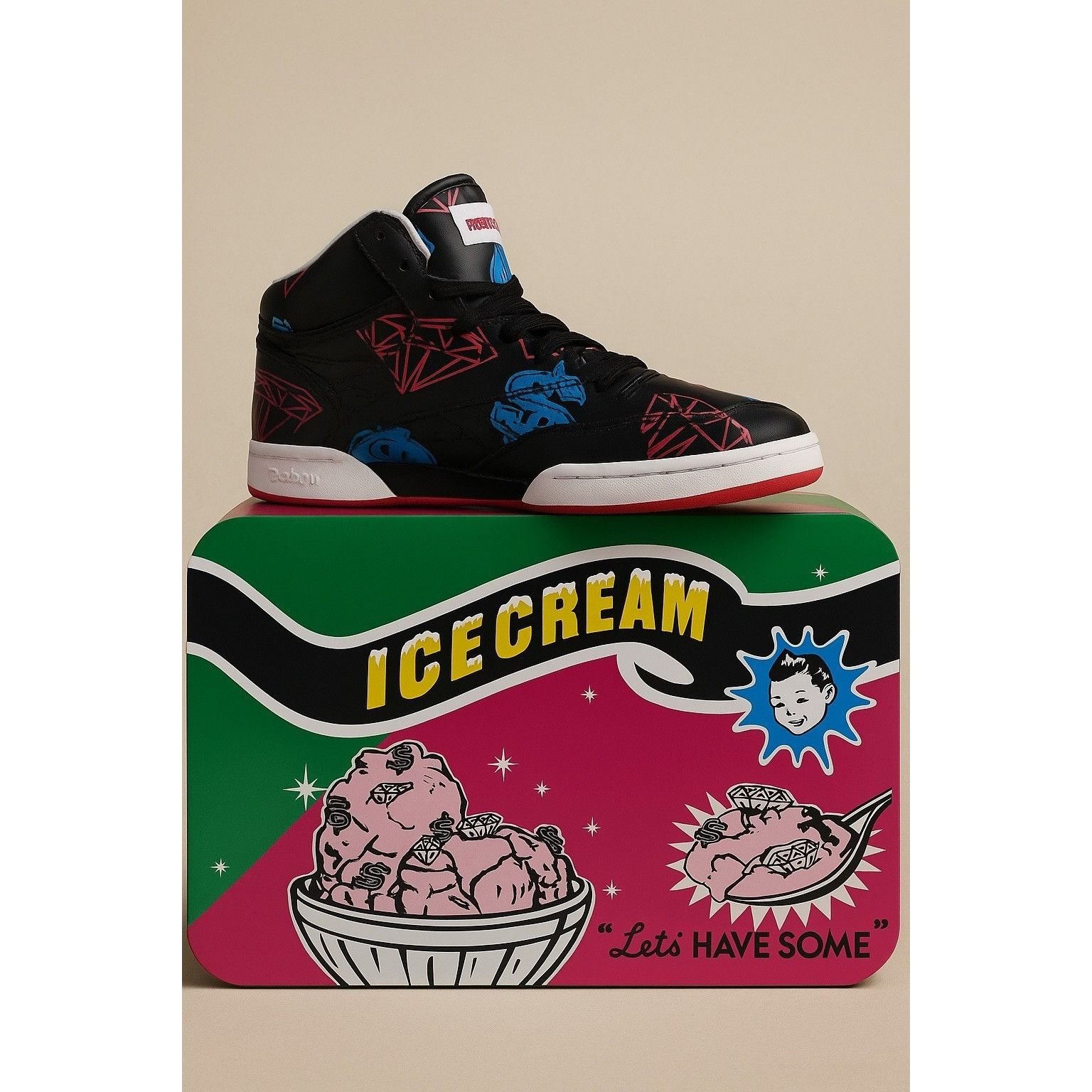 Icecream × Reebok Reebok x Ice Cream BB4600 Mid “Diamonds & Dollars” Black Lea Size US 5 / IT 35 - 2 Thumbnail