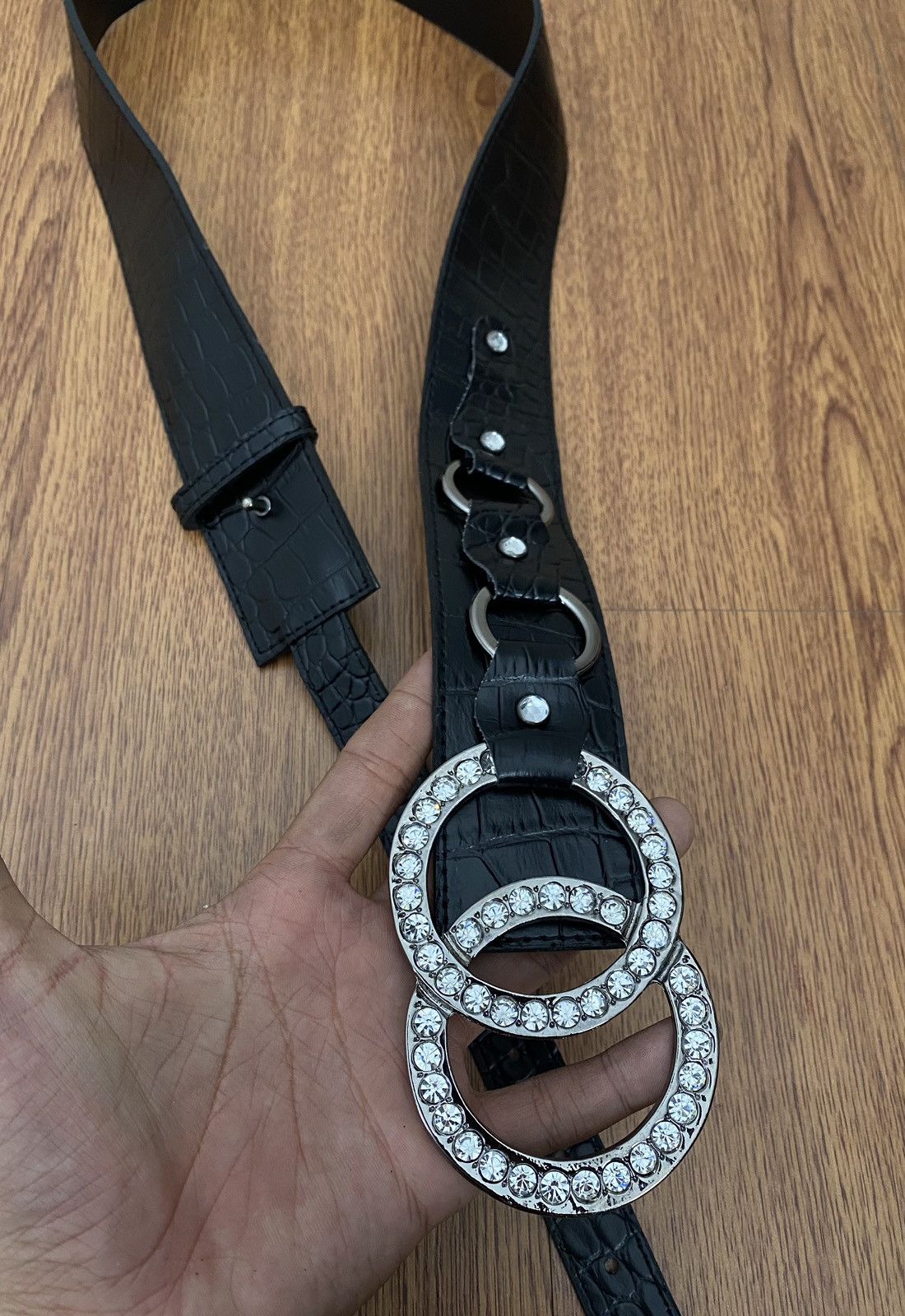 If Six Was Nine × Japanese Brand × Le Grande Bleu (L.G.B.) Aligator black crystal belt Size ONE SIZE - 3 Thumbnail