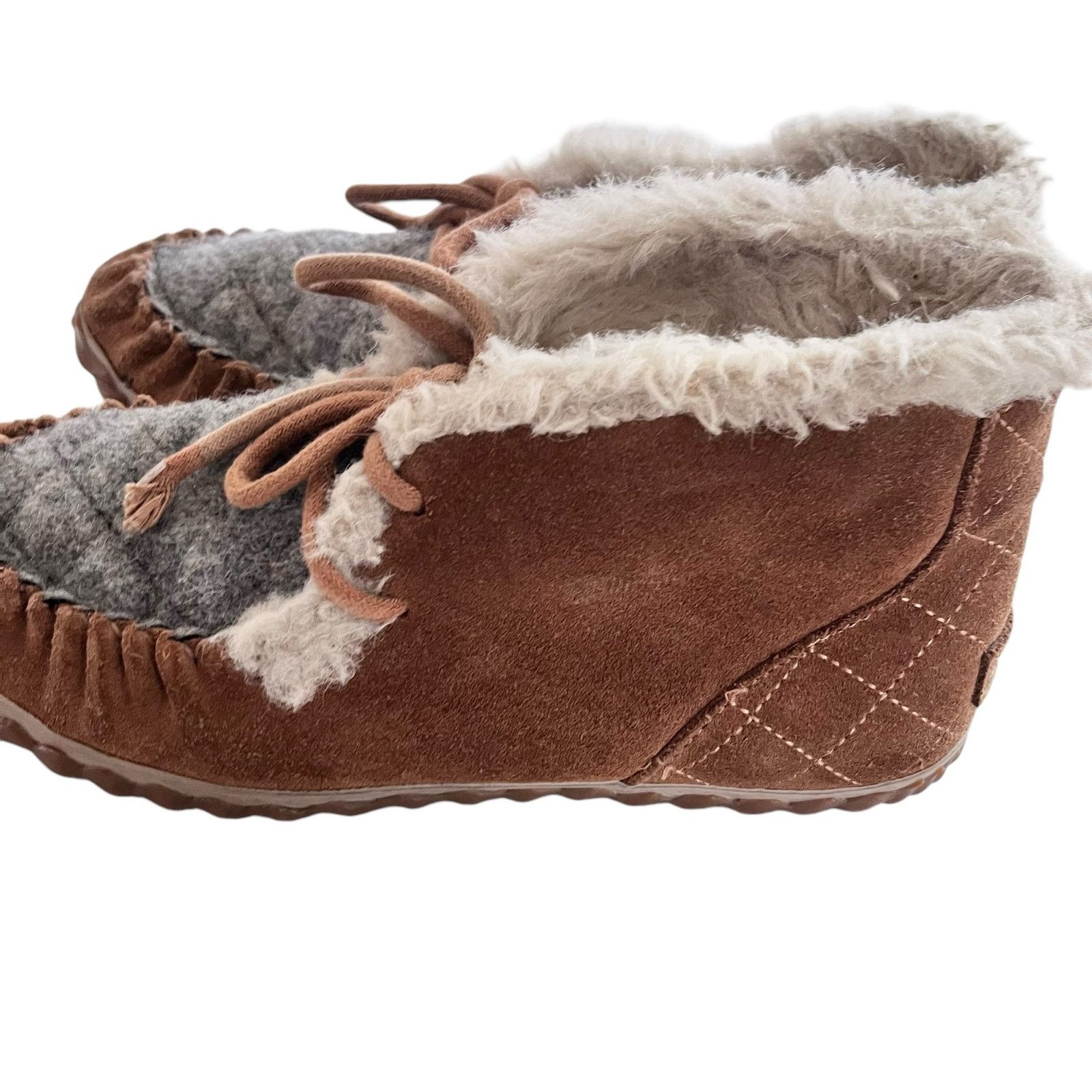 SOREL Sorel Out N About Brown Gray Suede Faux Fur Moccasin Boots Size US 7 / IT 37 - 3 Thumbnail
