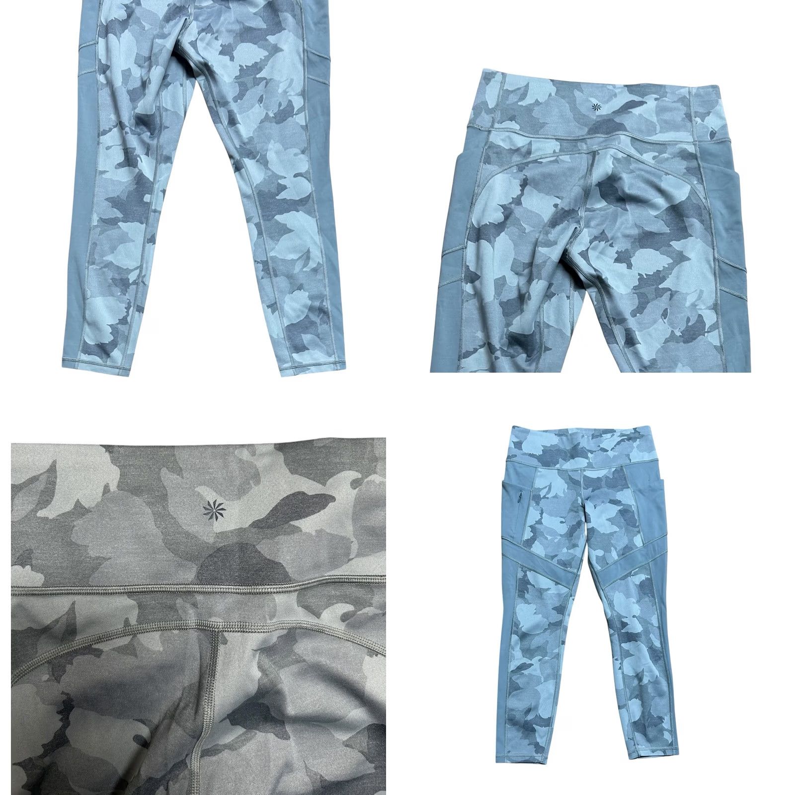 Athleta VINTAGE? Athleta Gray Camo Sz Large Workout Tight Powerlift Leggings Zipper Stash Pockets Size 36" / US 14 / IT 50 - 9 Thumbnail