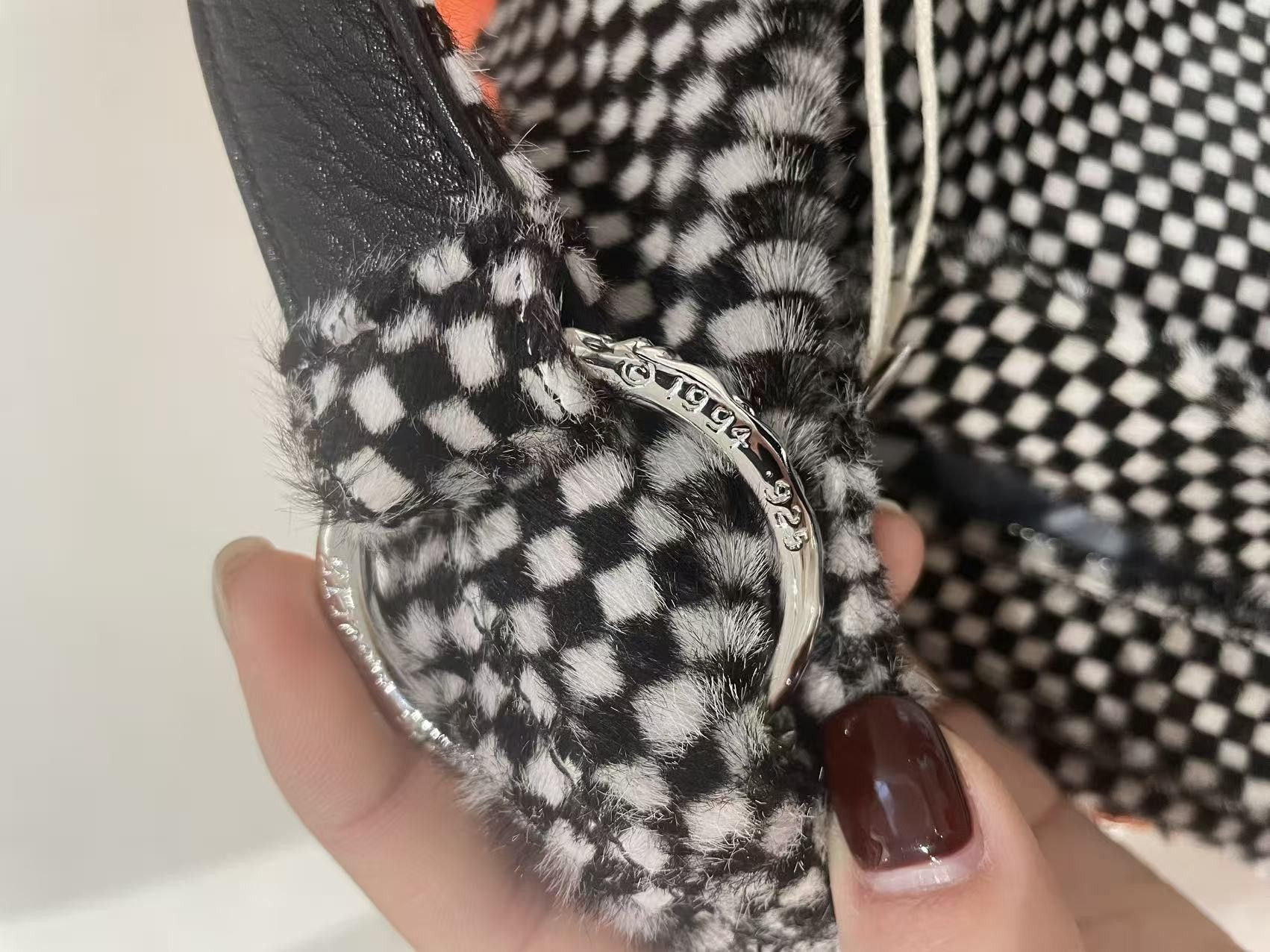 Chrome Hearts Chrome Hearts Cross Patch Pony Hair Checkerboard Lyon Bag Size ONE SIZE - 15 Thumbnail