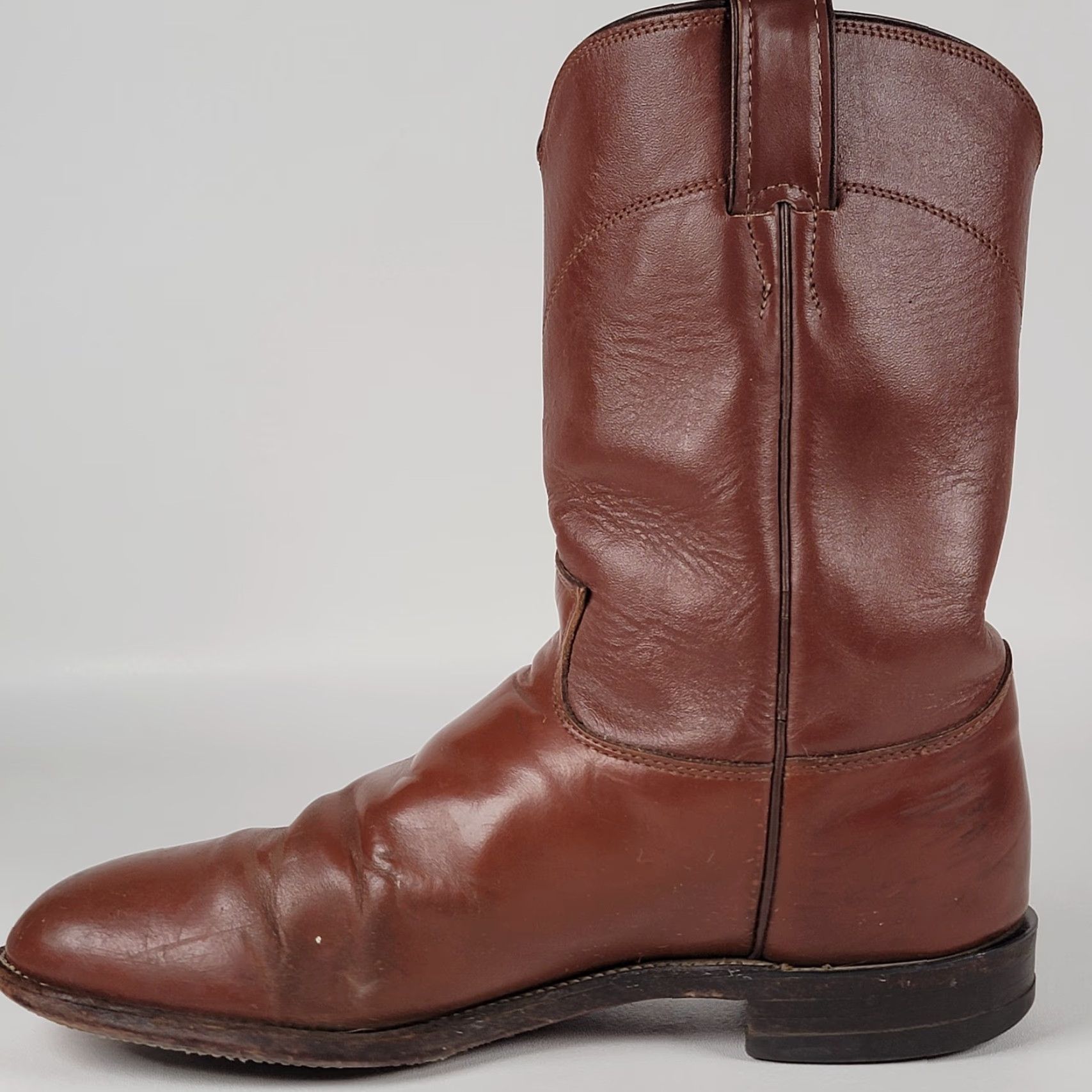 Justin Boots Justin Boots Western Boots Men 9.5 EE Brown Round Toe Pull On Mid-Calf Leather Lining Leather Insole Cowboy Western Style Vintage No Size US 10 / EU 43 - 5 Thumbnail